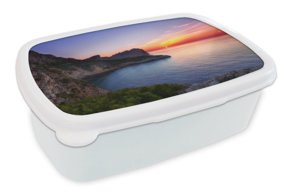 MuchoWow Lunchbox Meer - Felsen - Berge - Natur, Kunststoff, (2-tlg), Brotbox für Kinder und Erwachsene, Brotdose, für Jungs und Mädchen weiß
