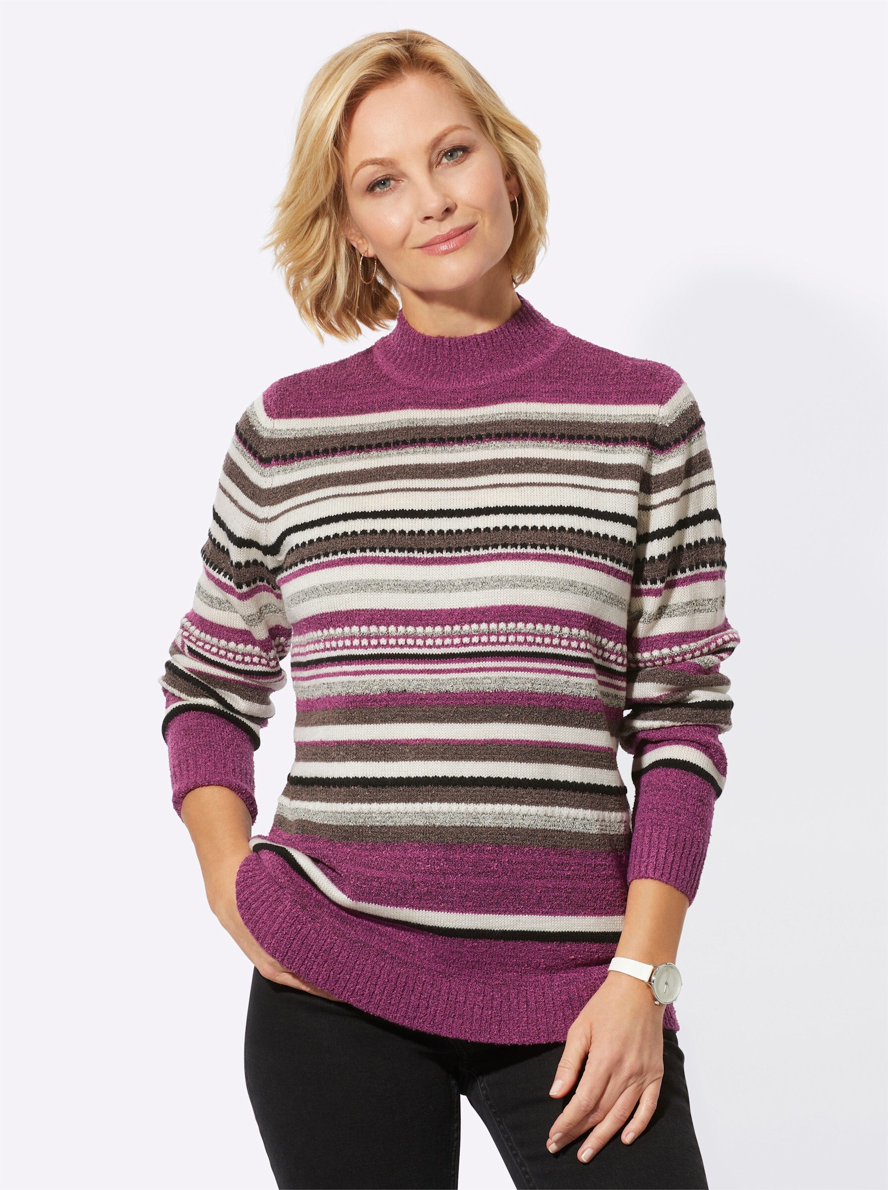 Strickpullover Pullover Langarm Bouclé