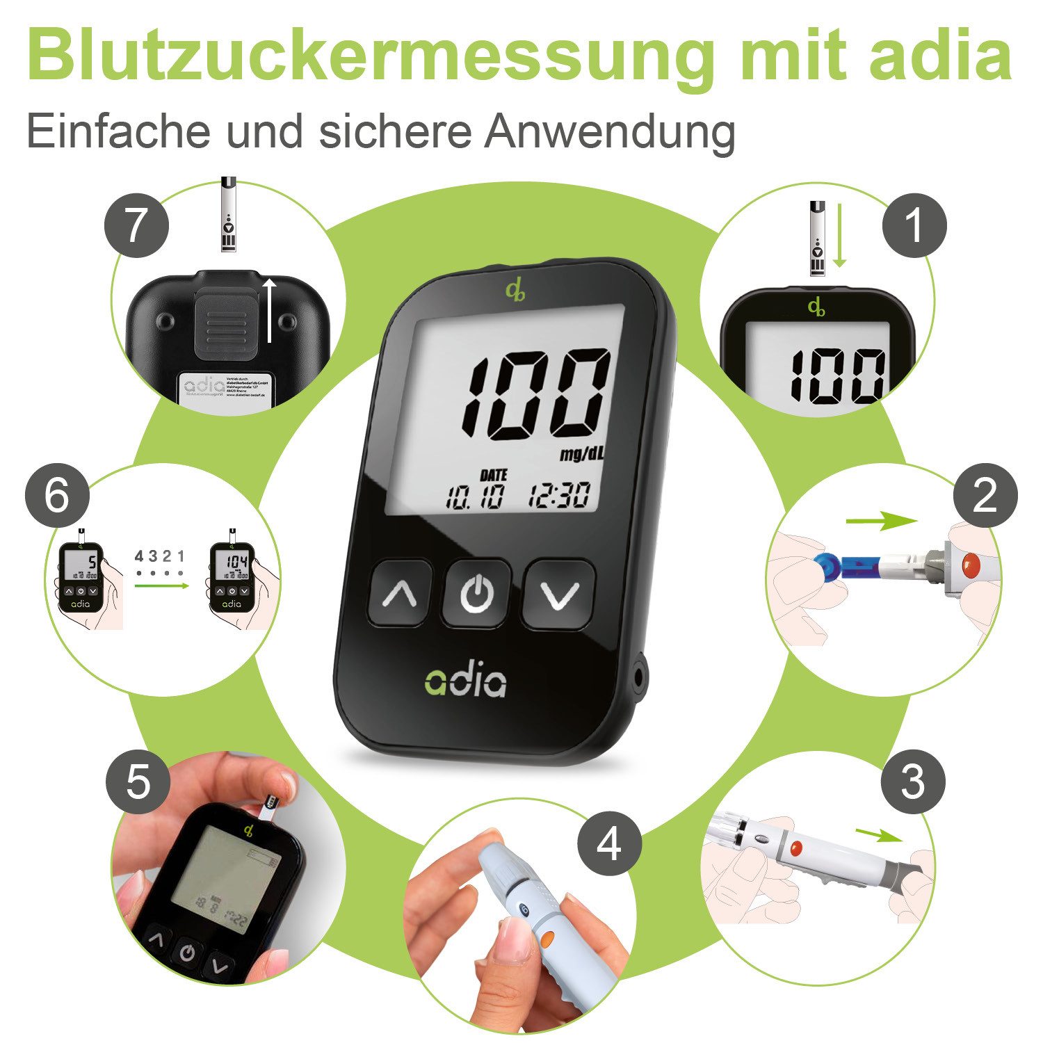 ADIA Blutzucker-Teststreifen adia Blutzuckerteststreifen, 50 Stück, 50-tlg.