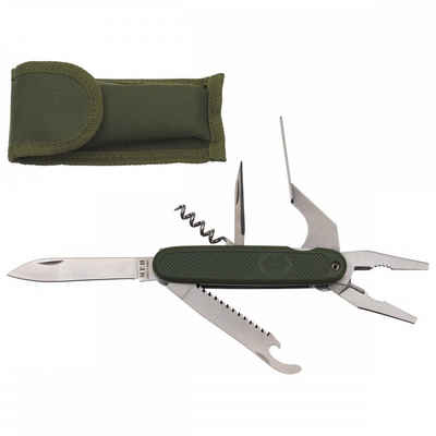 MFH Multifunktionswerkzeug Taschenmesser, BW Style oliv, mit Zange und Etui