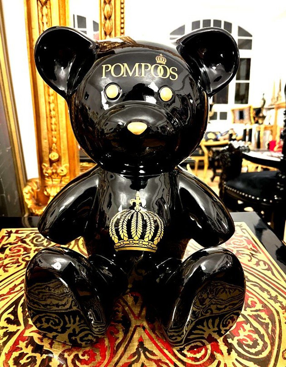 Casa Padrino Skulptur Harald Glööckler Luxus Designer Deko Teddybär Skulptur Pompöös by Schwarz / Gold - Glööckler Deko Figur - Designer Deko Figur