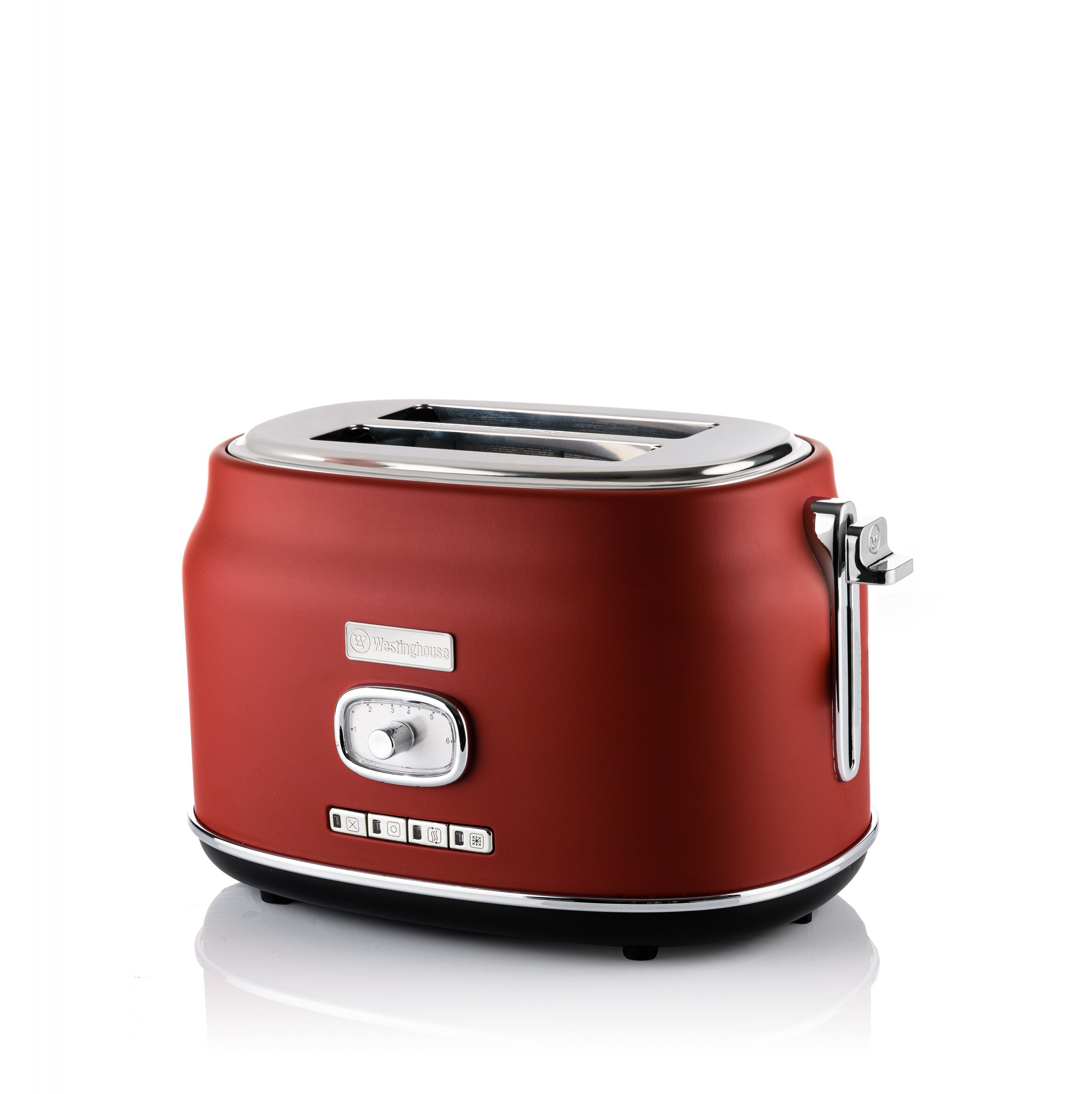Westinghouse Toaster WKTTB857, Krümelschublade 6 Stufen, 2 kurze Schlitze, für 2 Scheiben, 815 W, Auftau-, Aufwärm-Funktion, Überhitzungsschutz