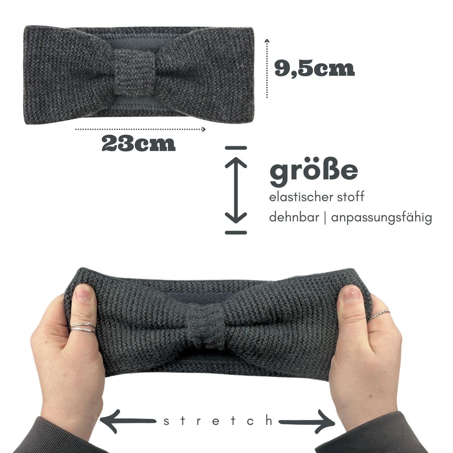 Frentree Stirnband Damen mit Schleife, gefüttert mit Fleece Innenfutter Haarband, Ohrenwärmer für Mädchen