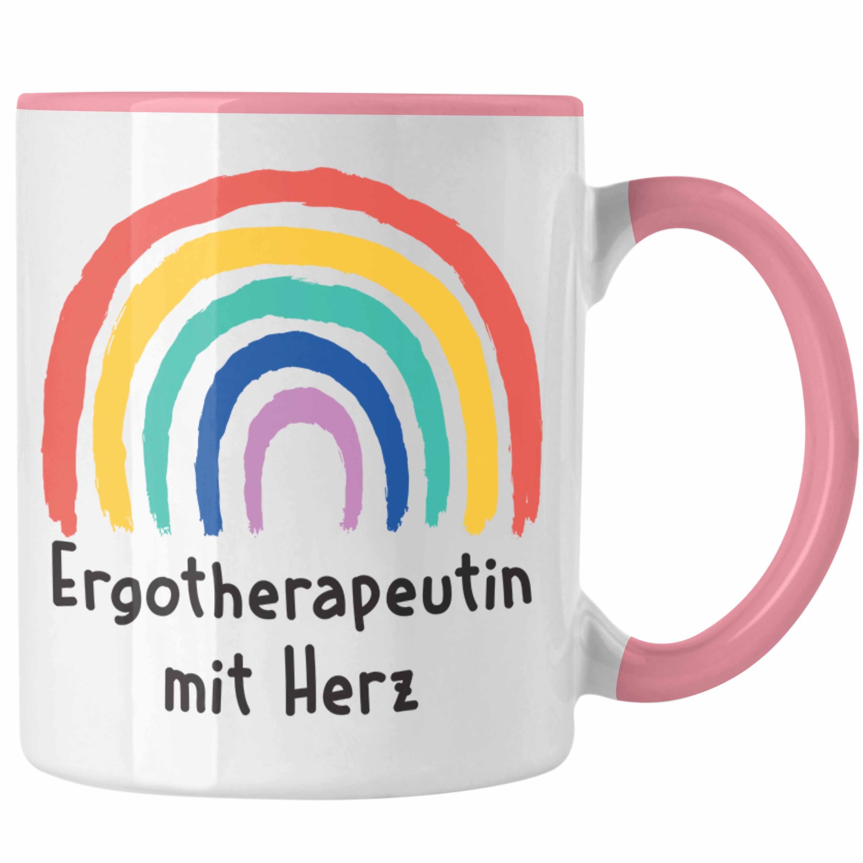 Trendation Tasse Trendation - Ergotherapeutin Dankeschön Geschenk mit Herz Kaffeetasse mit Tasse Zubehör Rosa Spruch