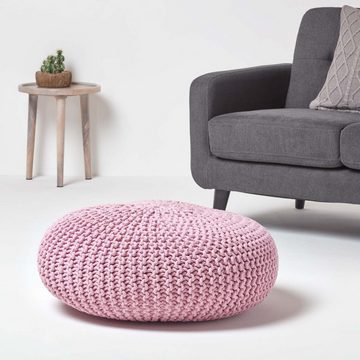 Homescapes Pouf Großer Strickpouf 100% Baumwolle, rosa