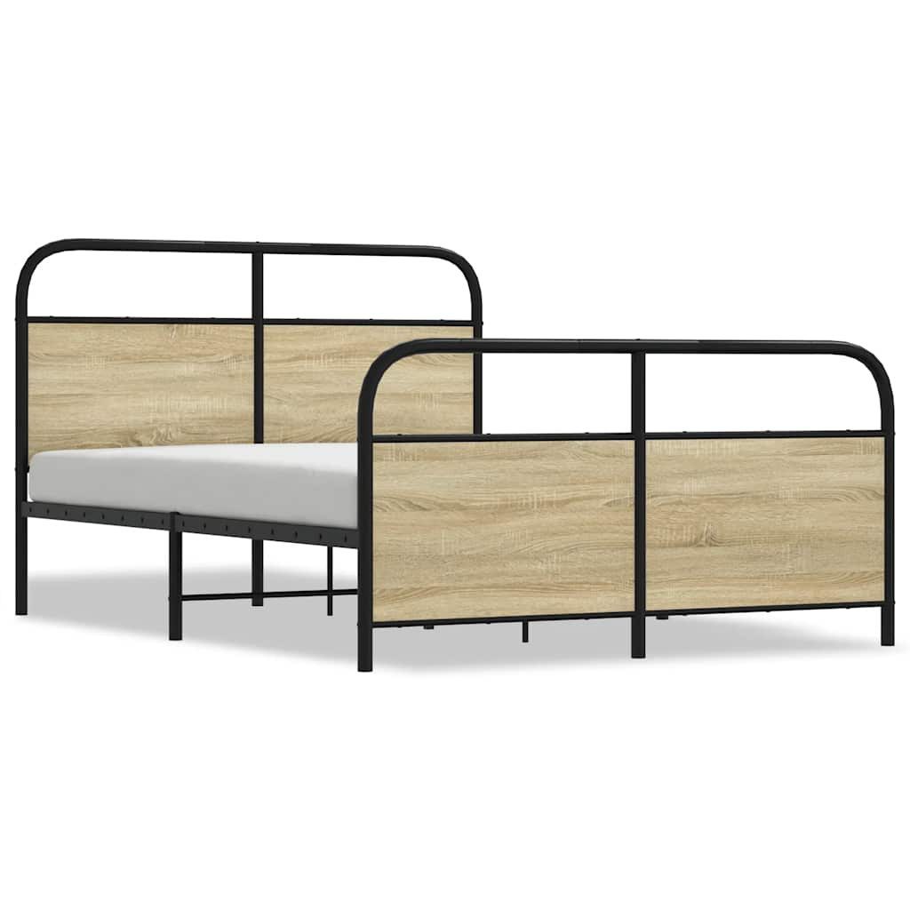vidaXL Bett Metallbett ohne Matratze Sonoma-Eiche günstig online kaufen