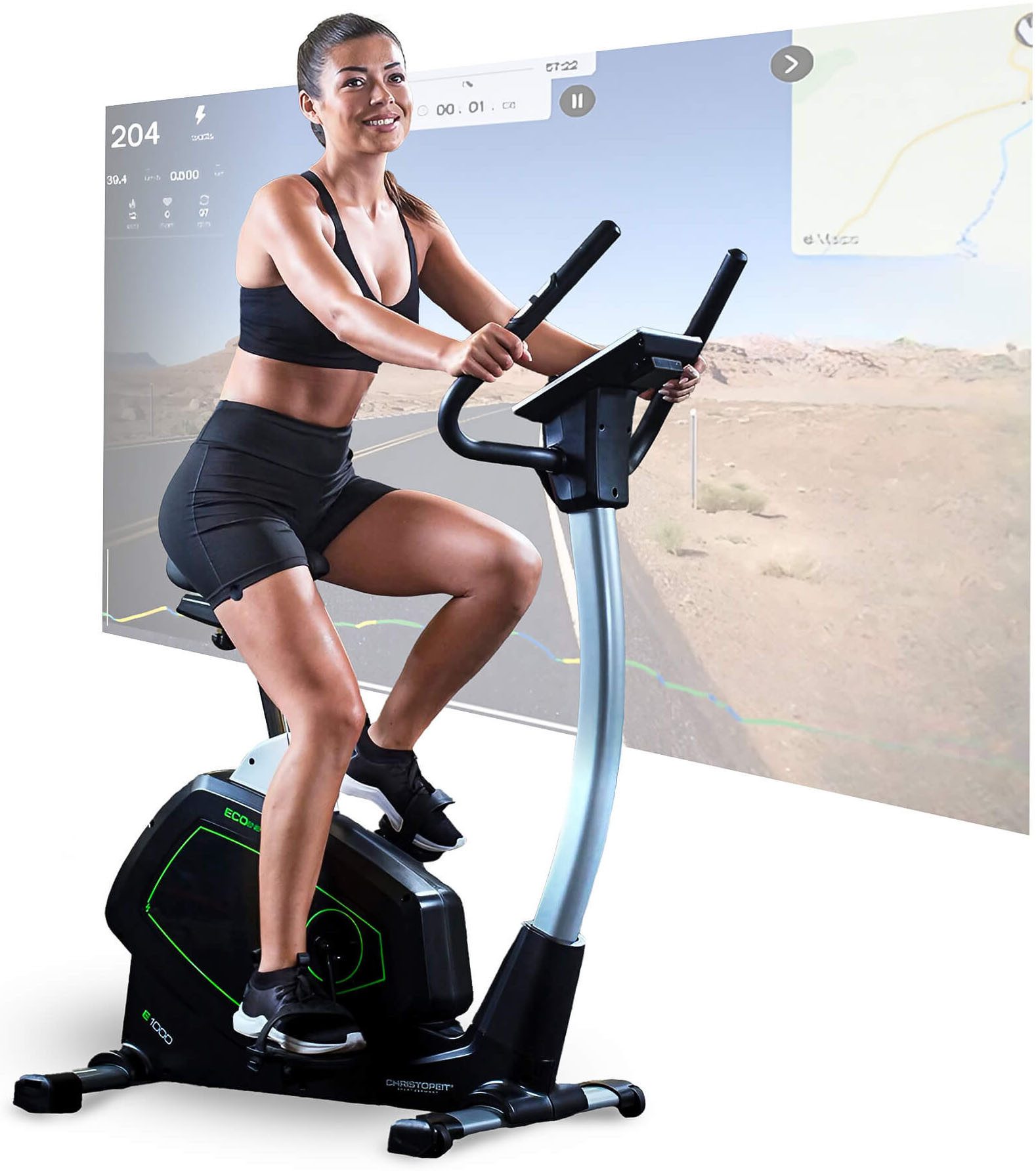Christopeit Sport® Ergometer Eco 1000 (mit Tablet-Halterung), 150 kg max. Benutzergewicht, Fahrrad, 24 Widerstandsstufen