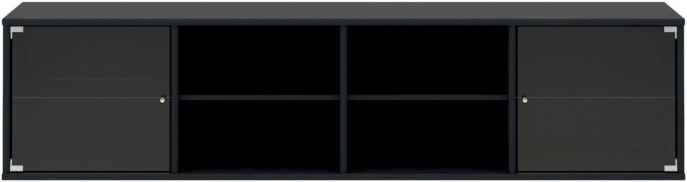 Hammel Furniture Regal Mistral, Hochwertig Lowboard, hängend/stehend montierbar, mit zwei Glastüren, B: 177 cm, lowboard, anpassungsbar Designmöbel schwarz gebeizt