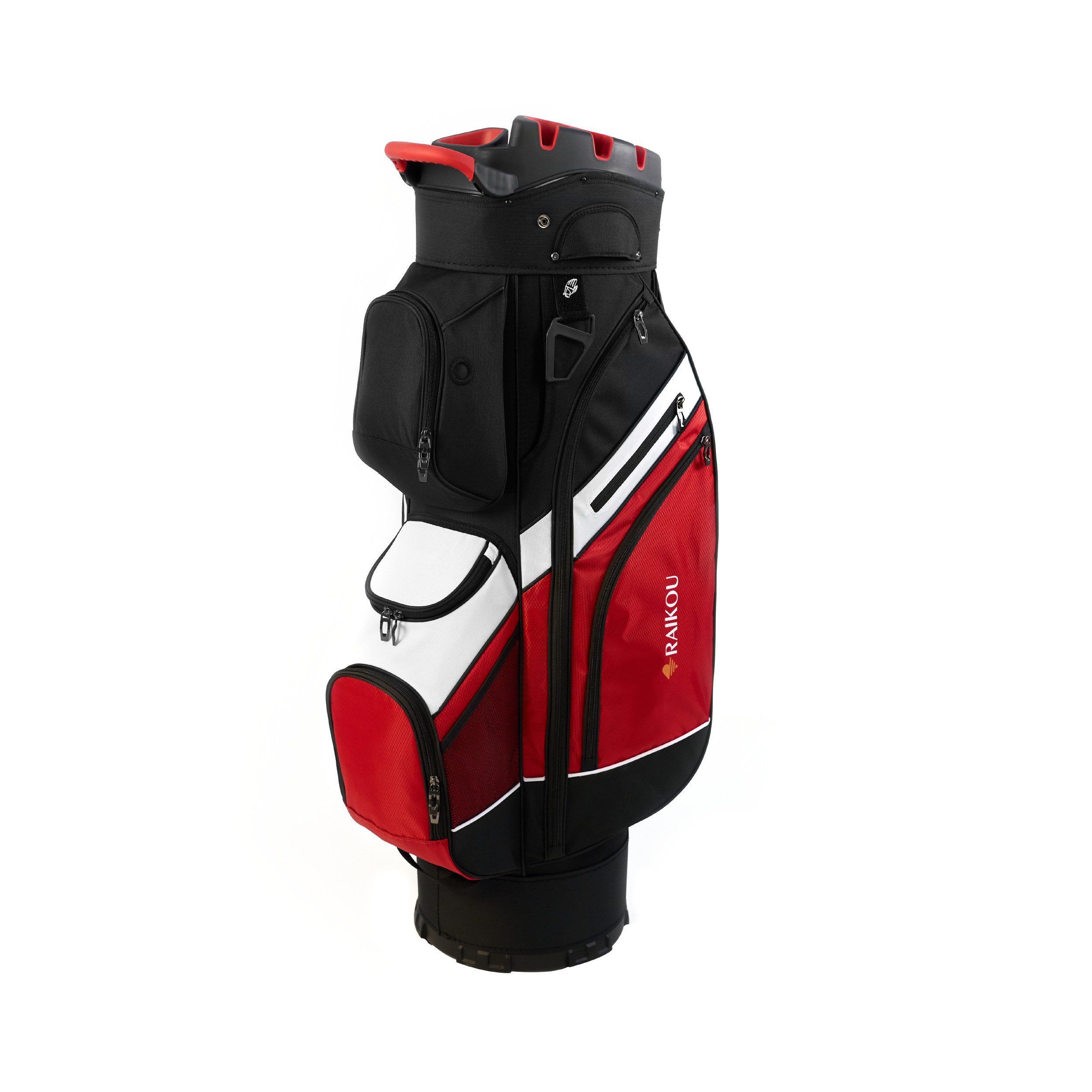 RAIKOU Golfballtasche Golf Cartbag mit 14-fach Organizer, wasserabweisende 9 Taschen, Schuhfach, leicht & stabil, Grau/Schwarz/Weiß