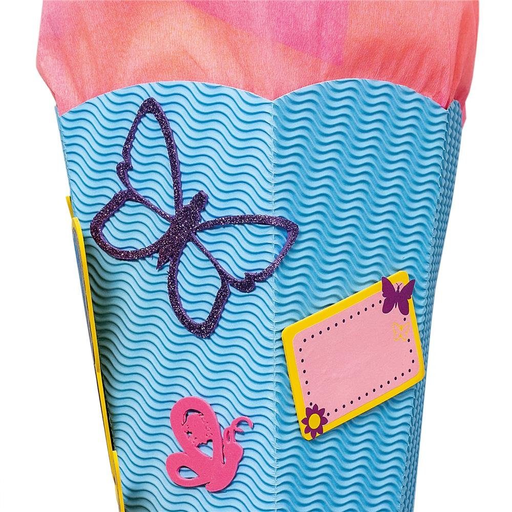 Roth Schultüte Bastelset Butterfly / Schmetterling, 68 cm, eckig, mit Kreppverschluss, Zuckertüte zum Basteln, Rosa / Blau