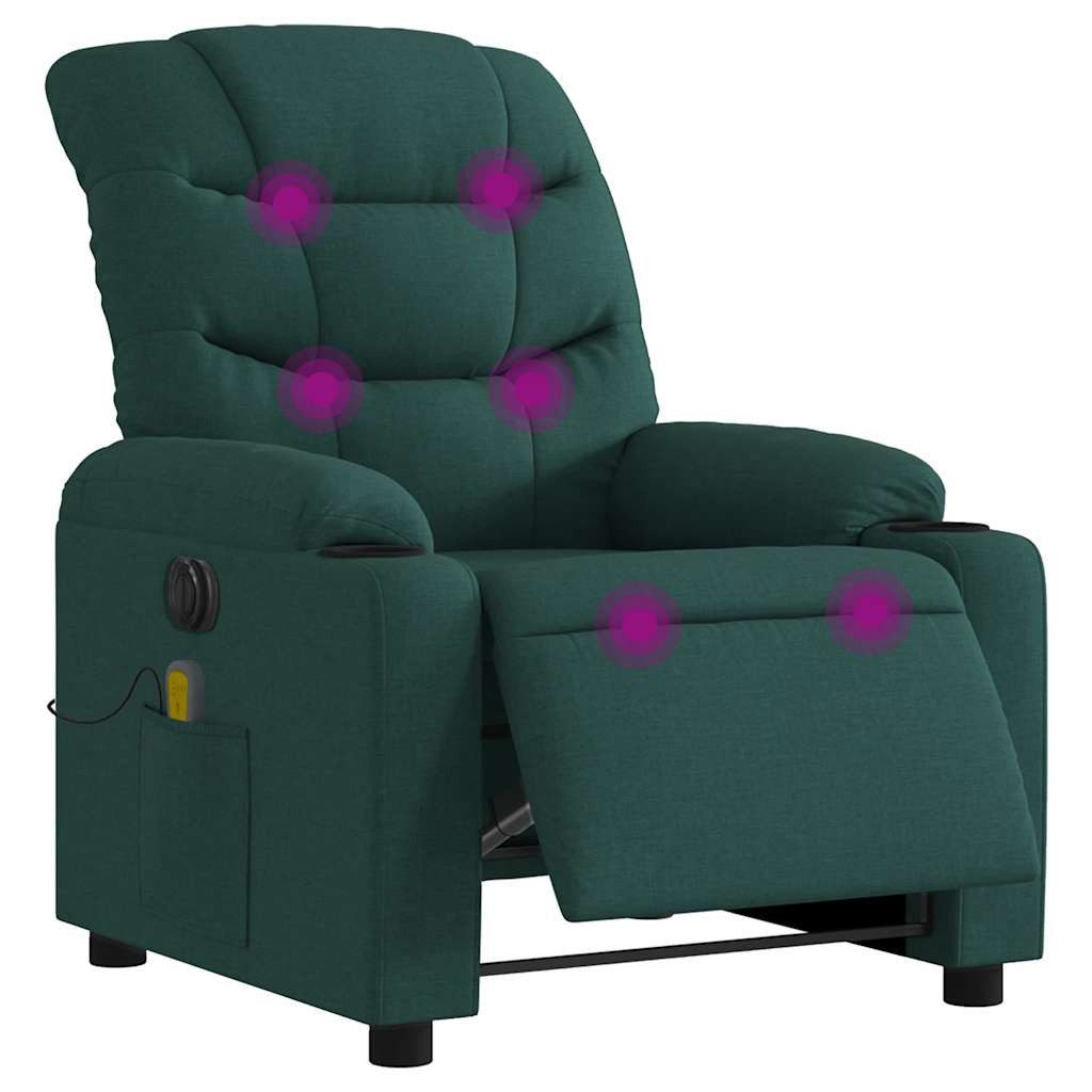 vidaXL Sessel Massagesessel Elektrisch Dunkelgrün Stoff günstig online kaufen
