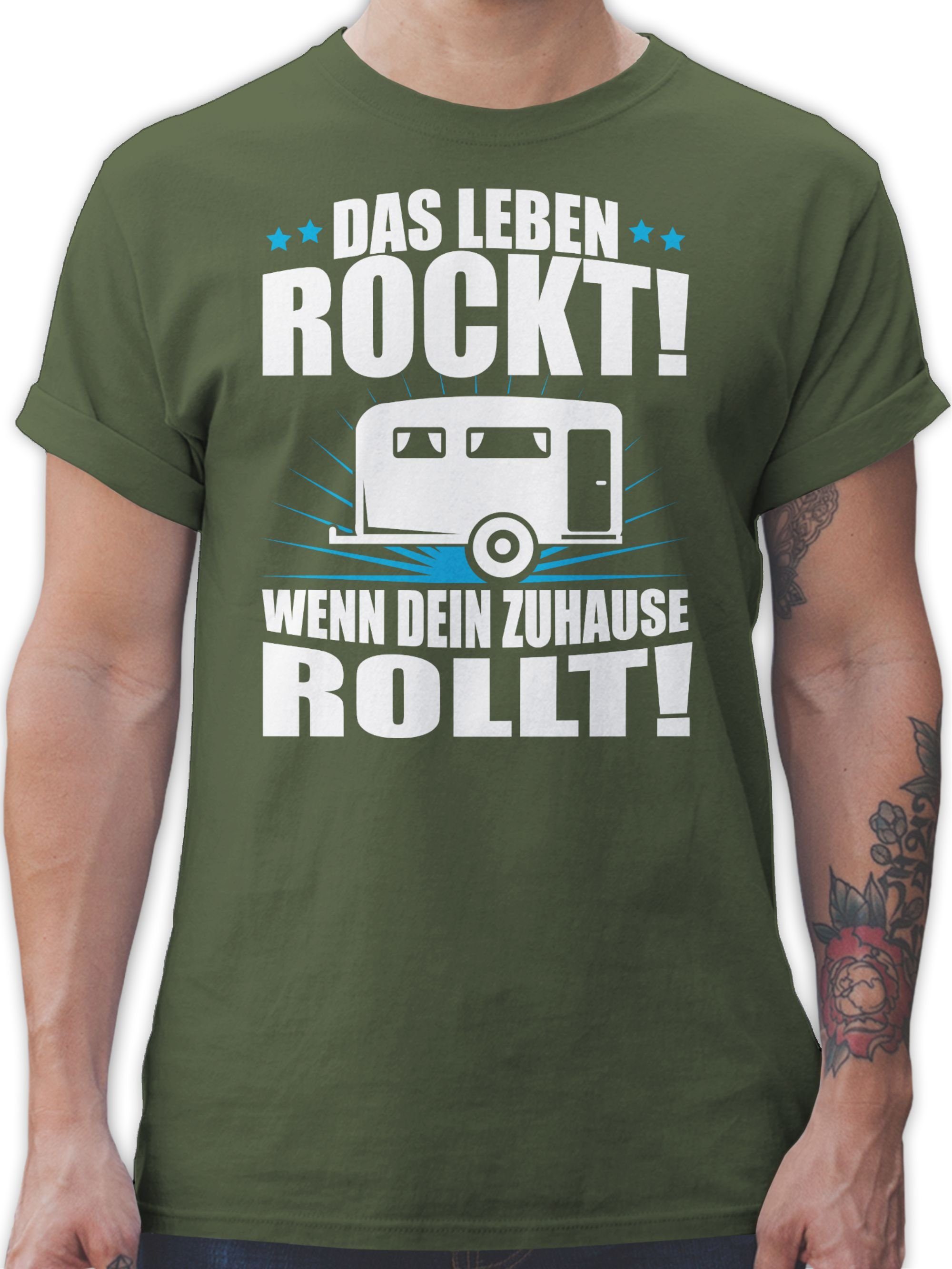 Grün Shirtracer rockt! Das Leben T-Shirt weiß Wohnwagen Army Outfit Hobby 3