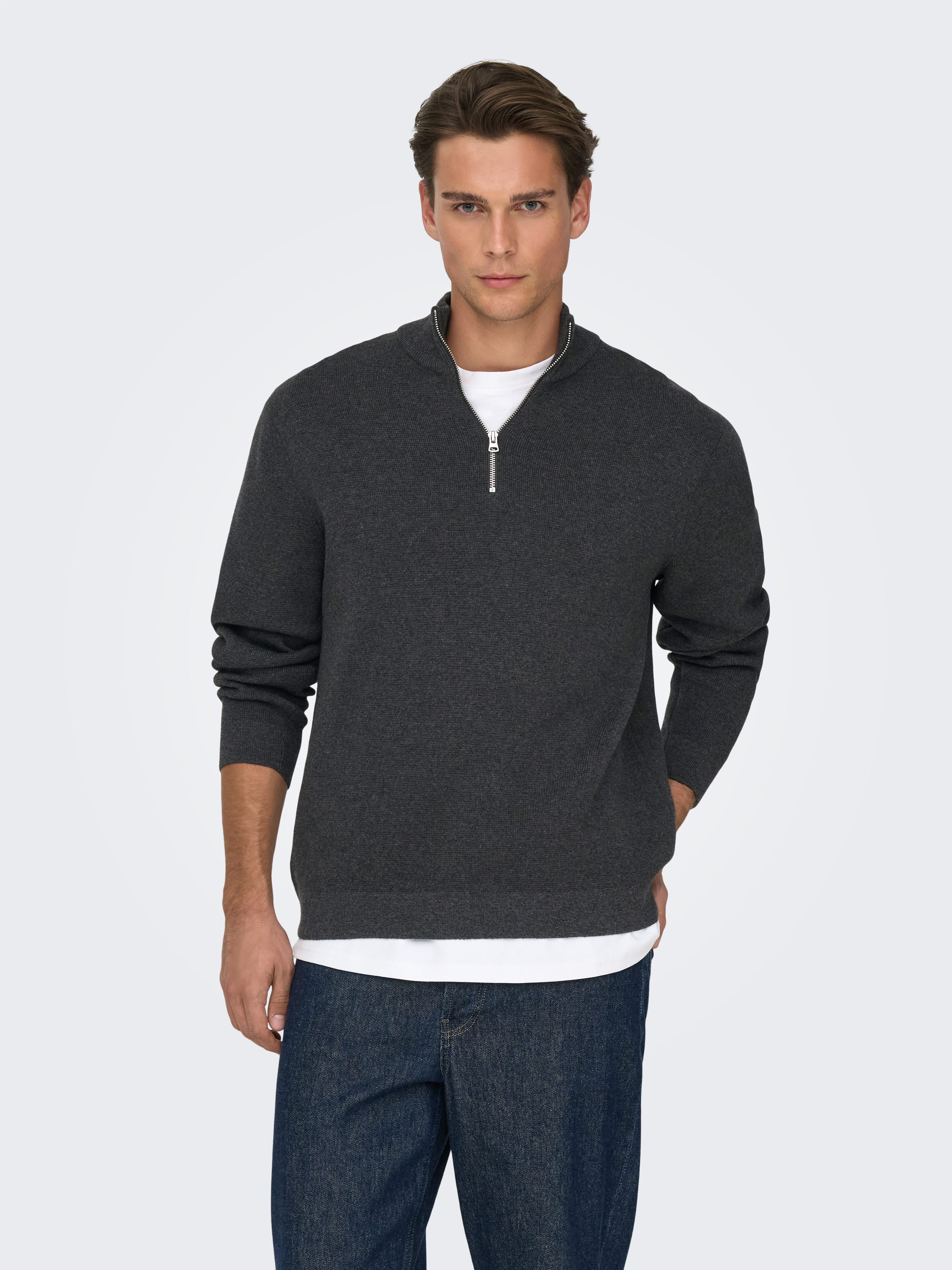 ONLY & SONS Troyer ONSTING LIFE REG HALF ZIP KNIT NOOS Baumwolle, regular f günstig online kaufen