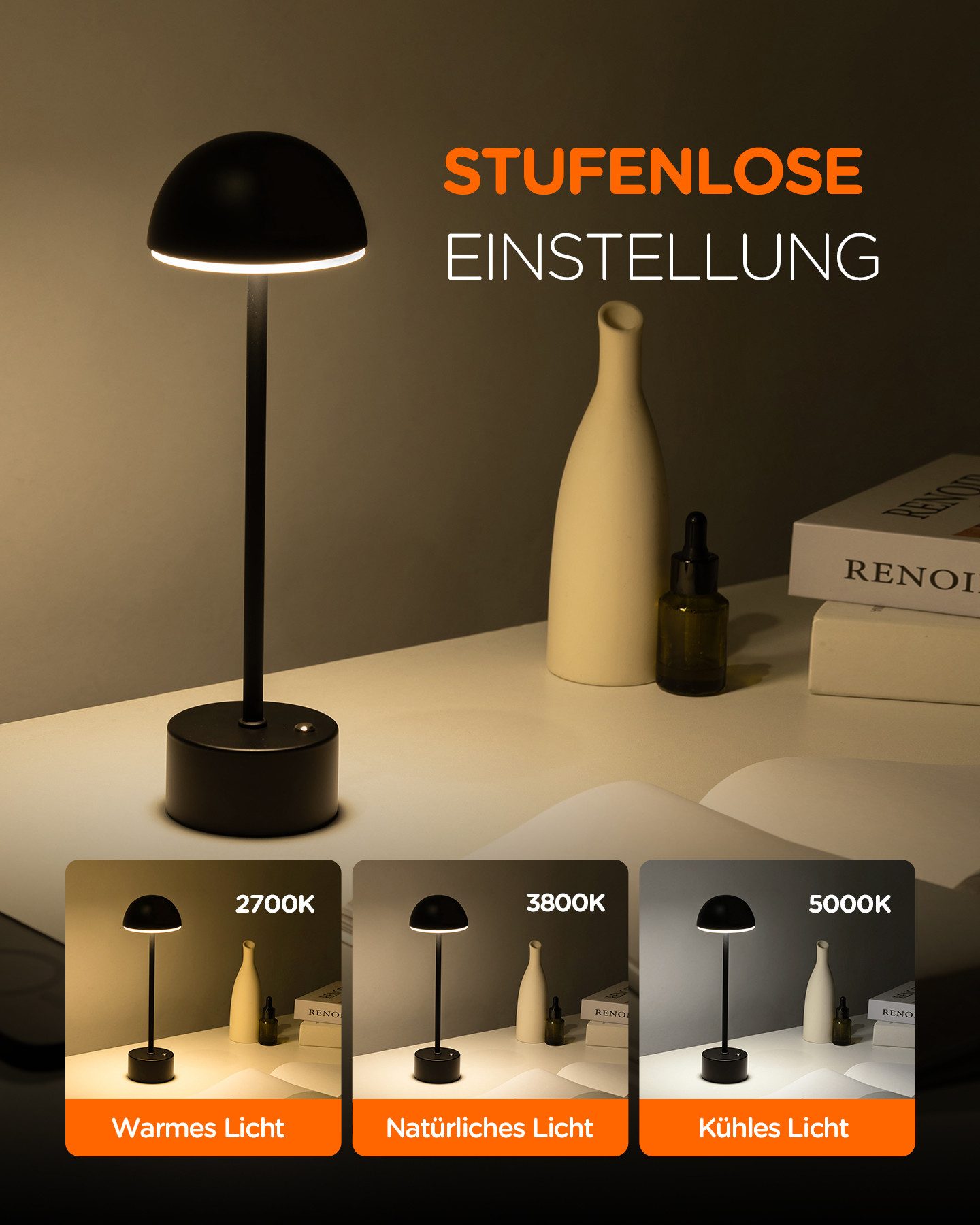 Tomons Tischleuchte LED Tischlampe dimmbar, Touch-Steuerung, Einstellbare F günstig online kaufen