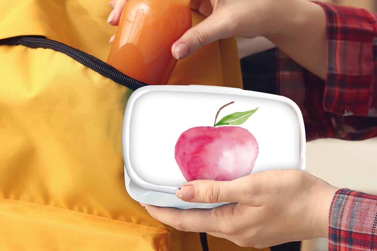 MuchoWow Lunchbox Apfel - Obst (2-tlg), Mädchen Weiß, Brotdose, Erwachsene, und und - Kunststoff, Jungs für Kinder Brotbox für