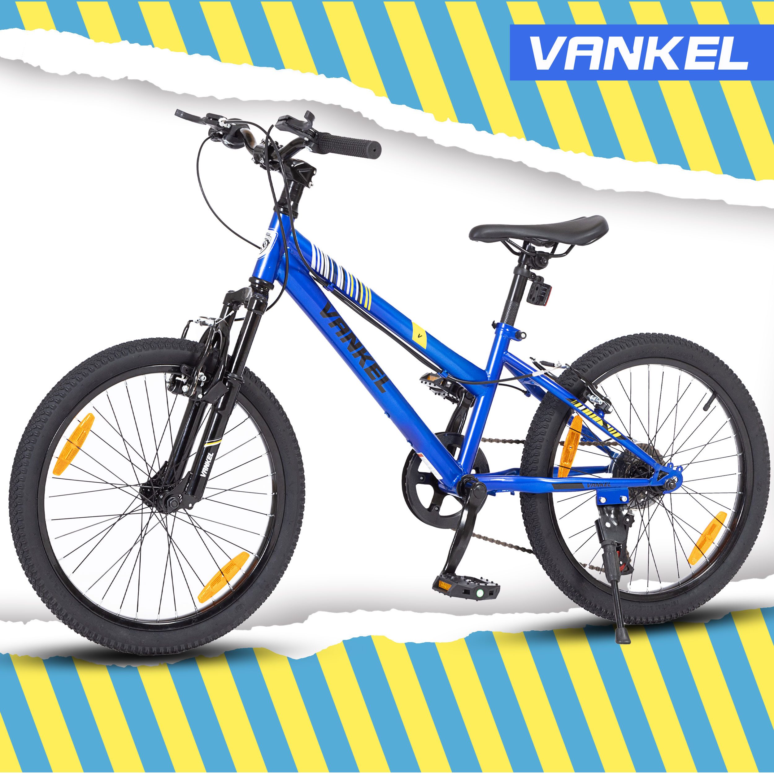 Vankel Kinderfahrrad 20 Zoll kinderfahrräder mountainbike für mädchen jungen, 6 Gang, Kettenschaltung, 20 Zoll MTB für 6-10 Jahre, Kinderrad mit V-Brake