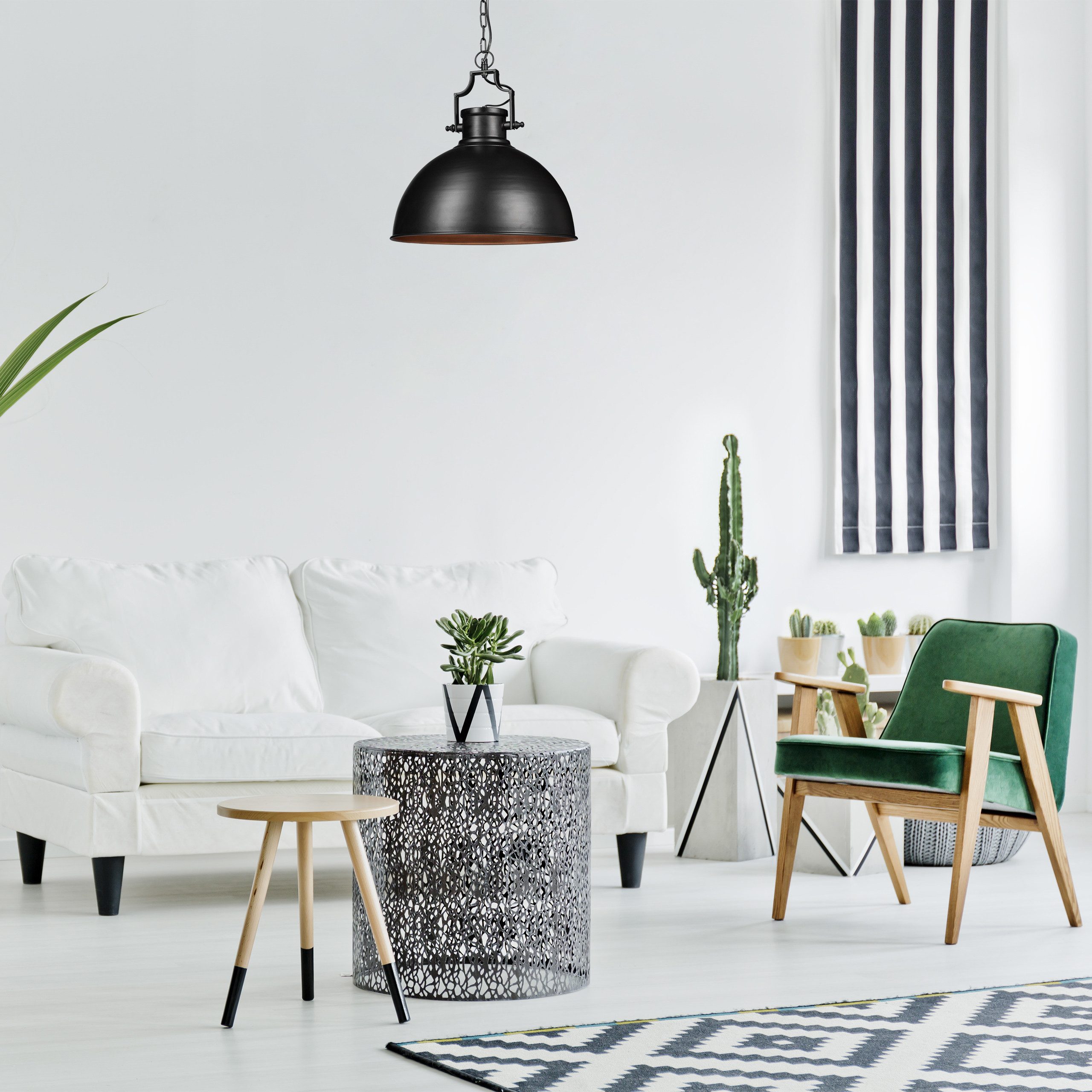 relaxdays Hängeleuchte Hängelampe Industrial Look groß, Einflammig, E27-Fassung (max. 40 W), Leuchtmittel nicht enthalten, schwarz