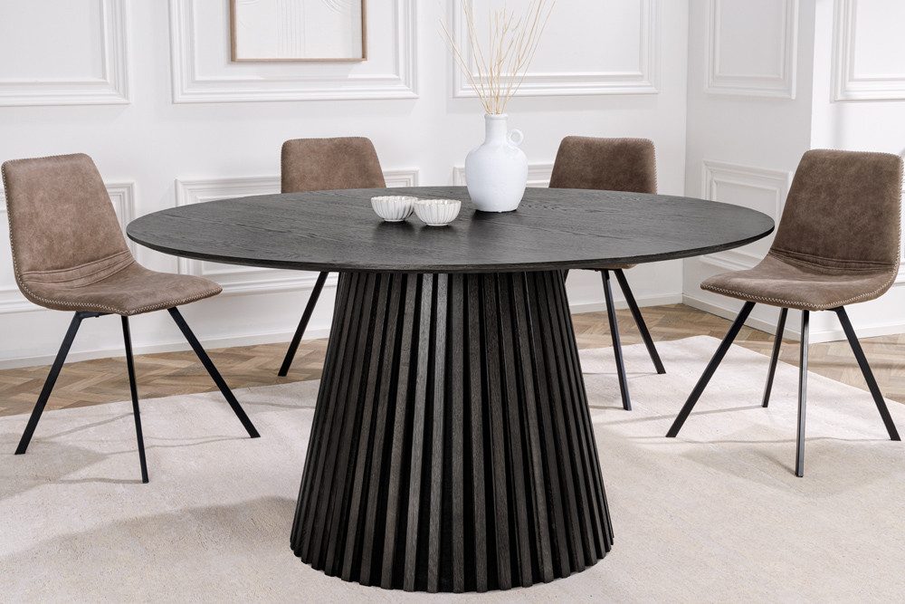 riess-ambiente Esstisch VALHALLA WOOD 120cm schwarz · runder Küchentisch im Japandi-Design (Einzelartikel, 1-St), 6 Personen · Säulenfuß aus Massivholz · Eiche – Bild 2 von 5