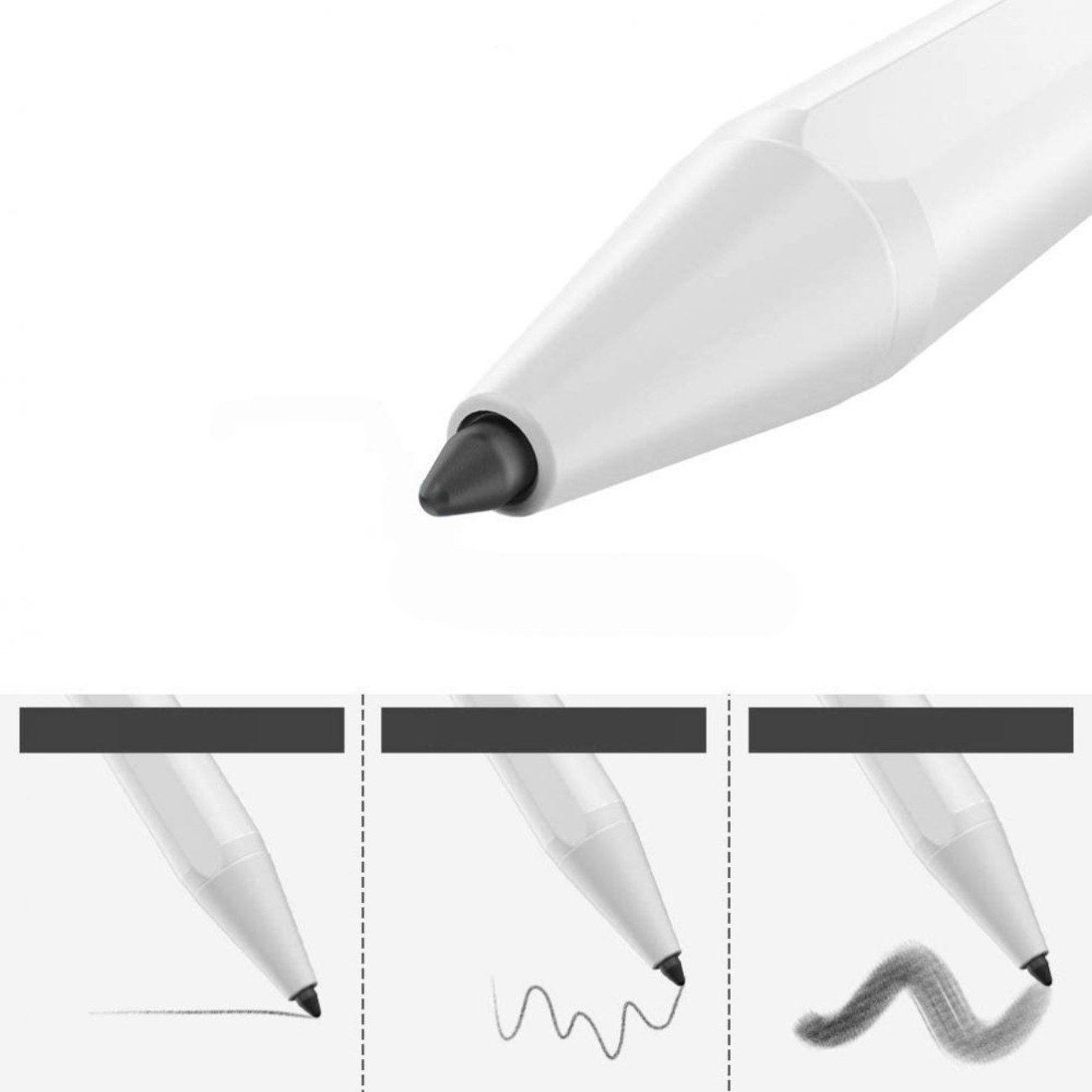 TECH PROTECT Eingabestift für iPad (3-teiliges Set, 3-teiliges Set mit Stift, Ersatzspitze und USB-C-Kabel) Magnetischer Eingabestift mit USB-C-Ladung und LED-Anzeige