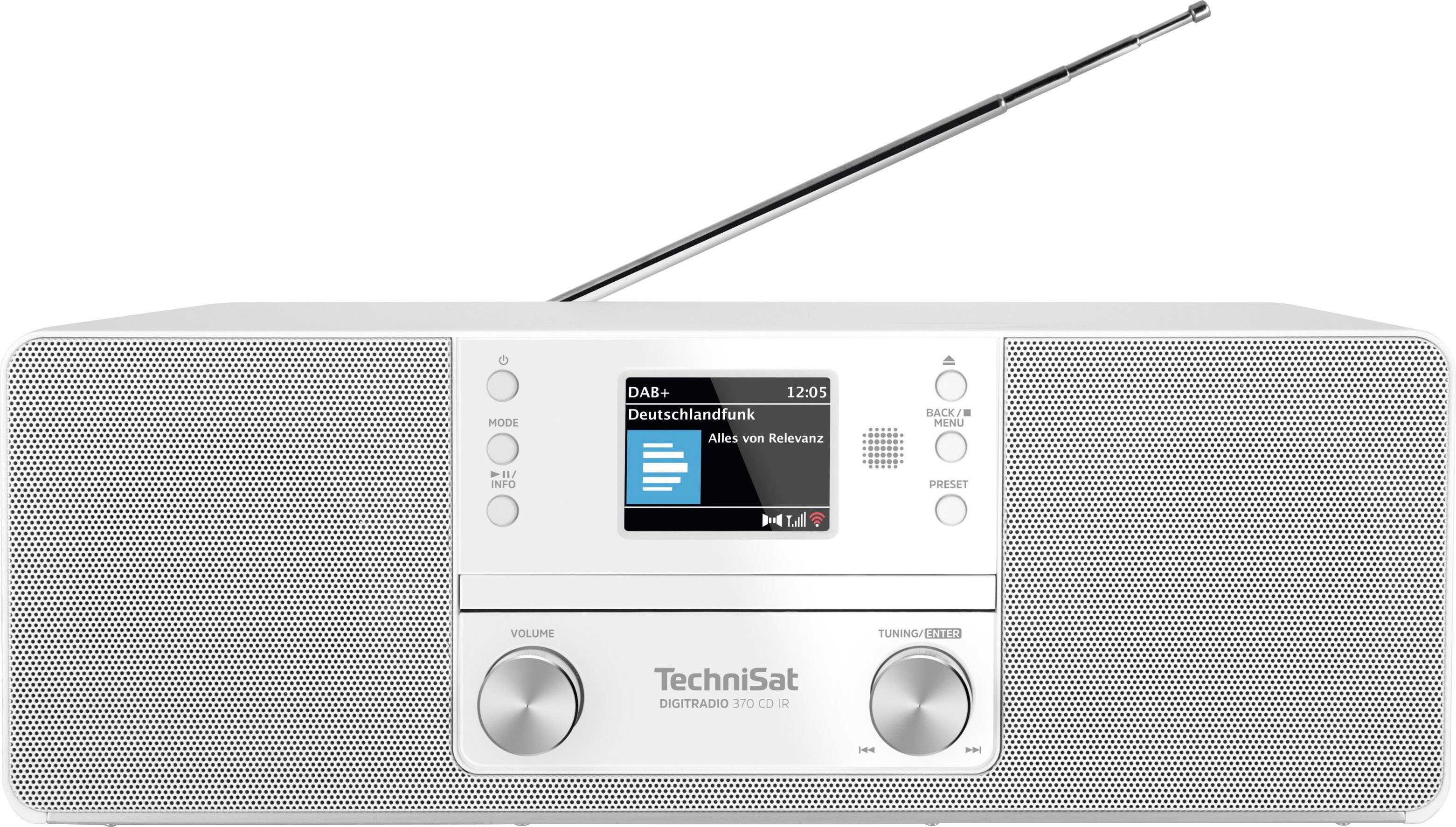 CD 370 DIGITRADIO IR (Digitalradio TechniSat weiß W) RDS, 10 mit (DAB), Digitalradio UKW (DAB)