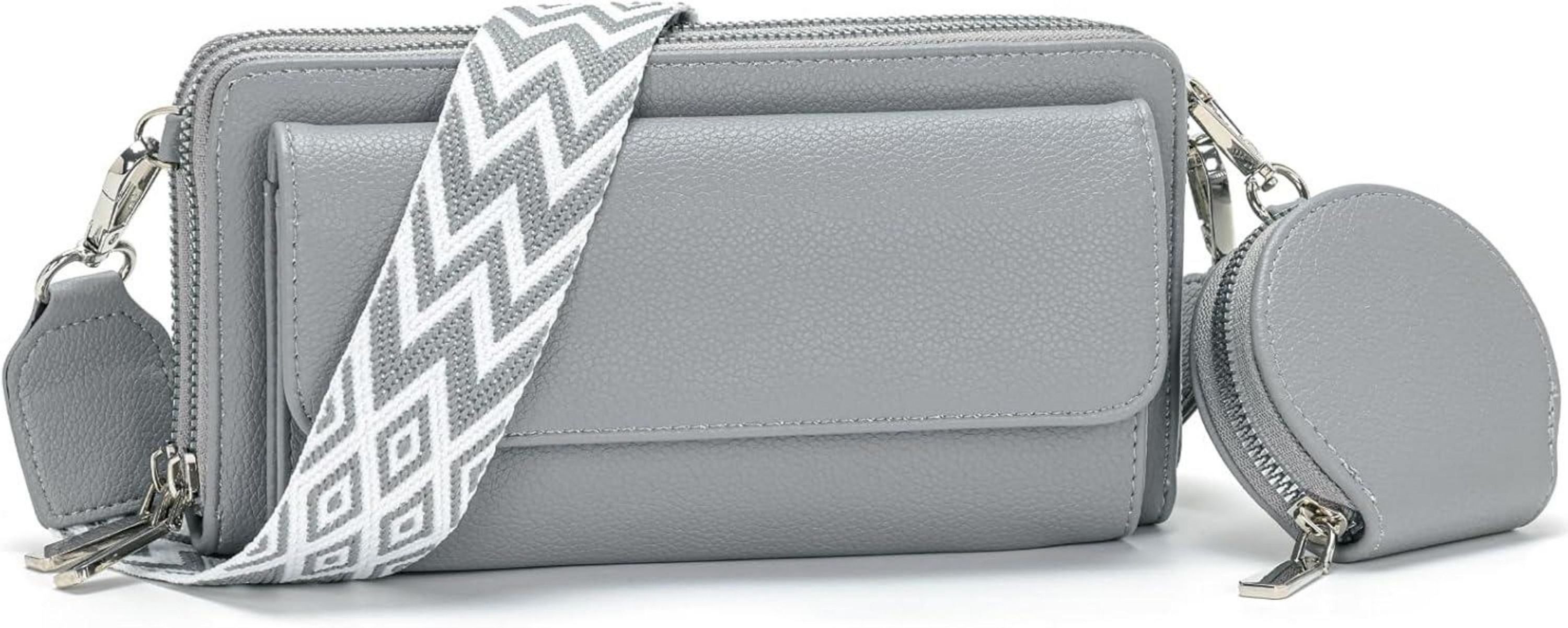 Handytasche Umhängetasche Damen Schwarz, kleine Handtasche mit Kartensteckplatz