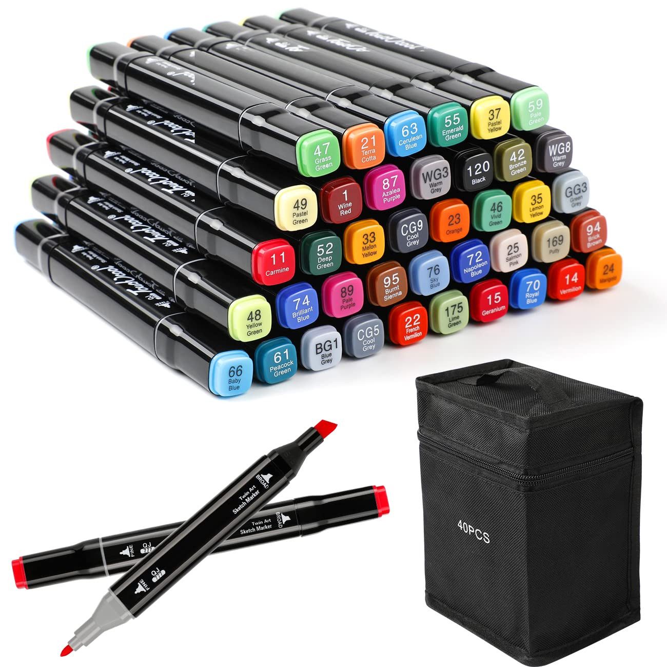 EXTSUD Marker Filzstifte,Farbige Graffiti Stifte Twin Tip Textmarker Marker set, (40-tlg)