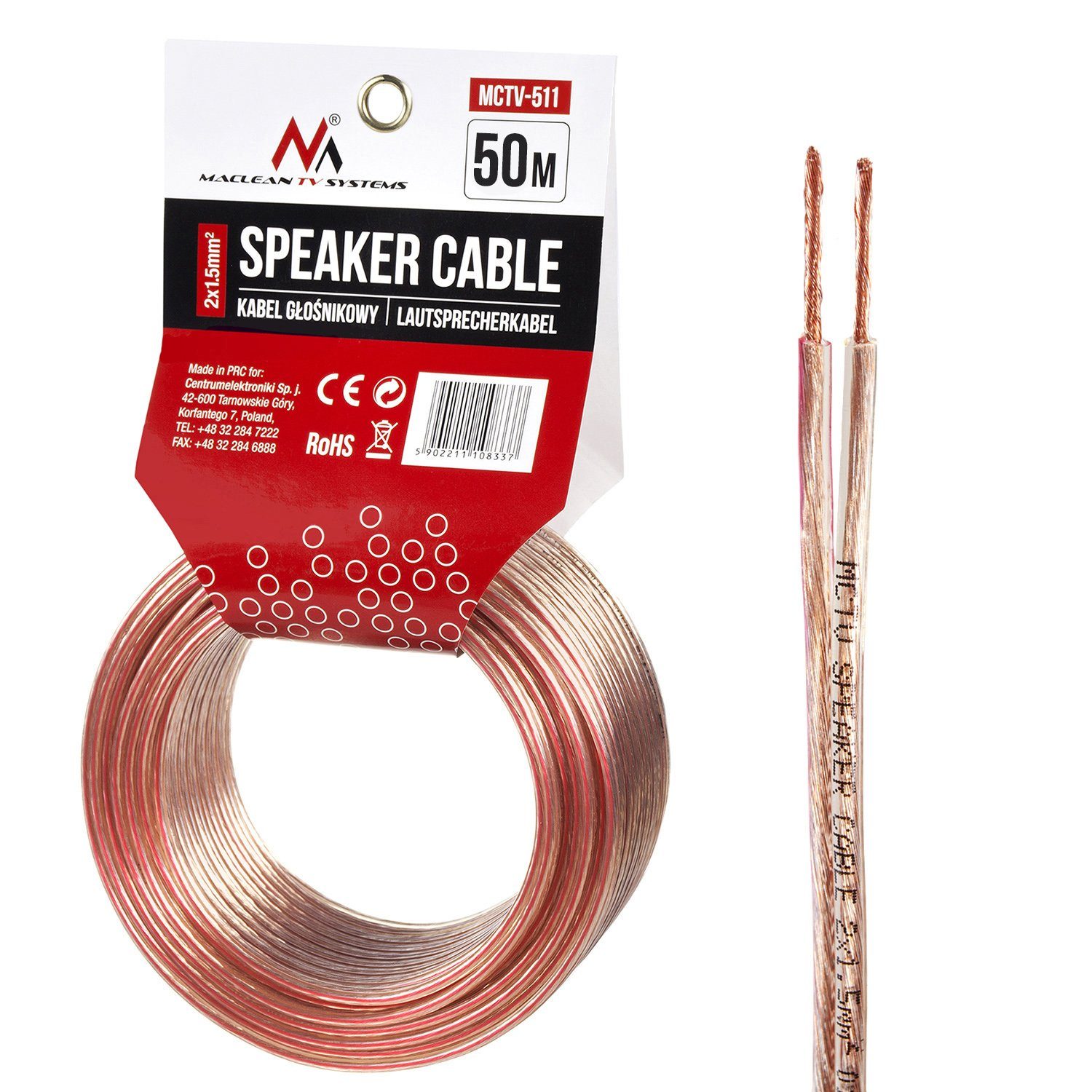 Maclean MCTV-511 Audio-Kabel, (5000 cm), Lautsprecherkabel