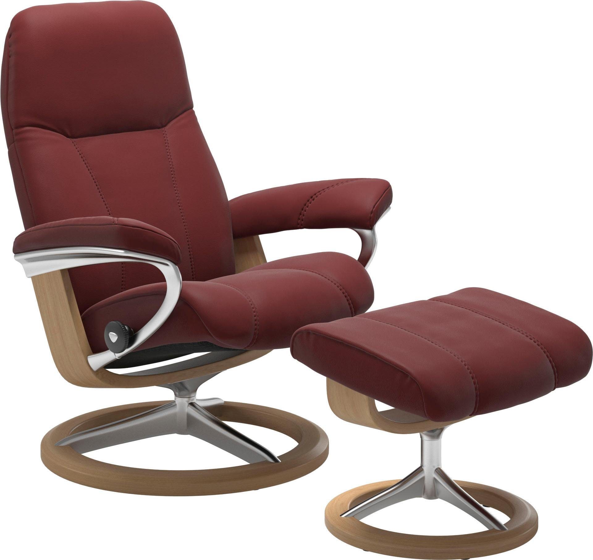 Base, mit Gestell mit S, Hocker), mit Relaxsessel (Set, Größe Stressless® Eiche Consul Signature Relaxsessel Hocker,