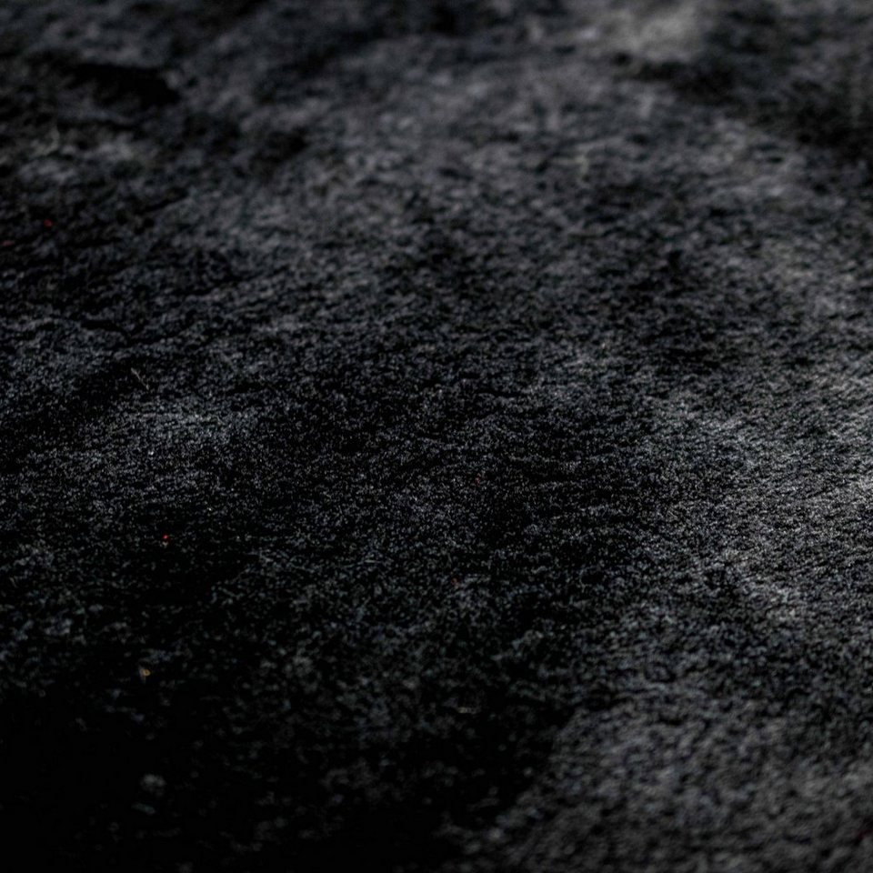 Hochflor-Teppich Schön weicher Uni Wohnzimmerteppich in schwarz, Teppich-Traum,  rechteckig, Höhe: 16 mm