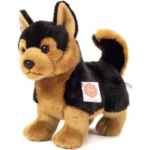 Teddy Hermann® Kuscheltier Schäferhund stehend schwarz/braun, 23 cm, zum Teil aus recyceltem Material