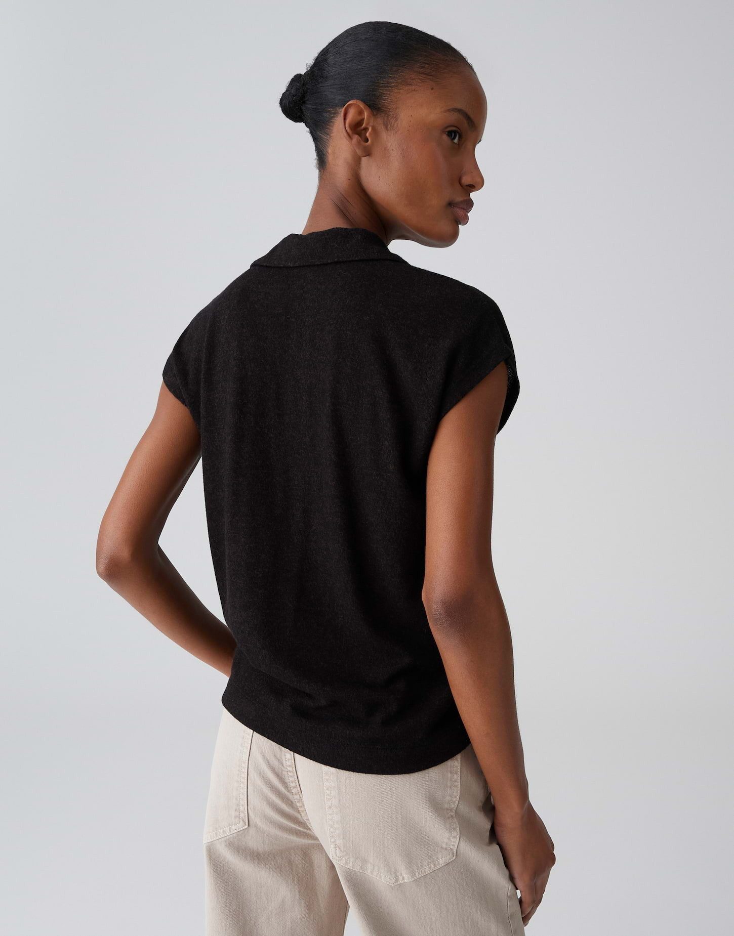 OPUS Shirttop Weiches Poloshirt aus ECOVERO™ Viskosemix weicher Griff und lockere Passform