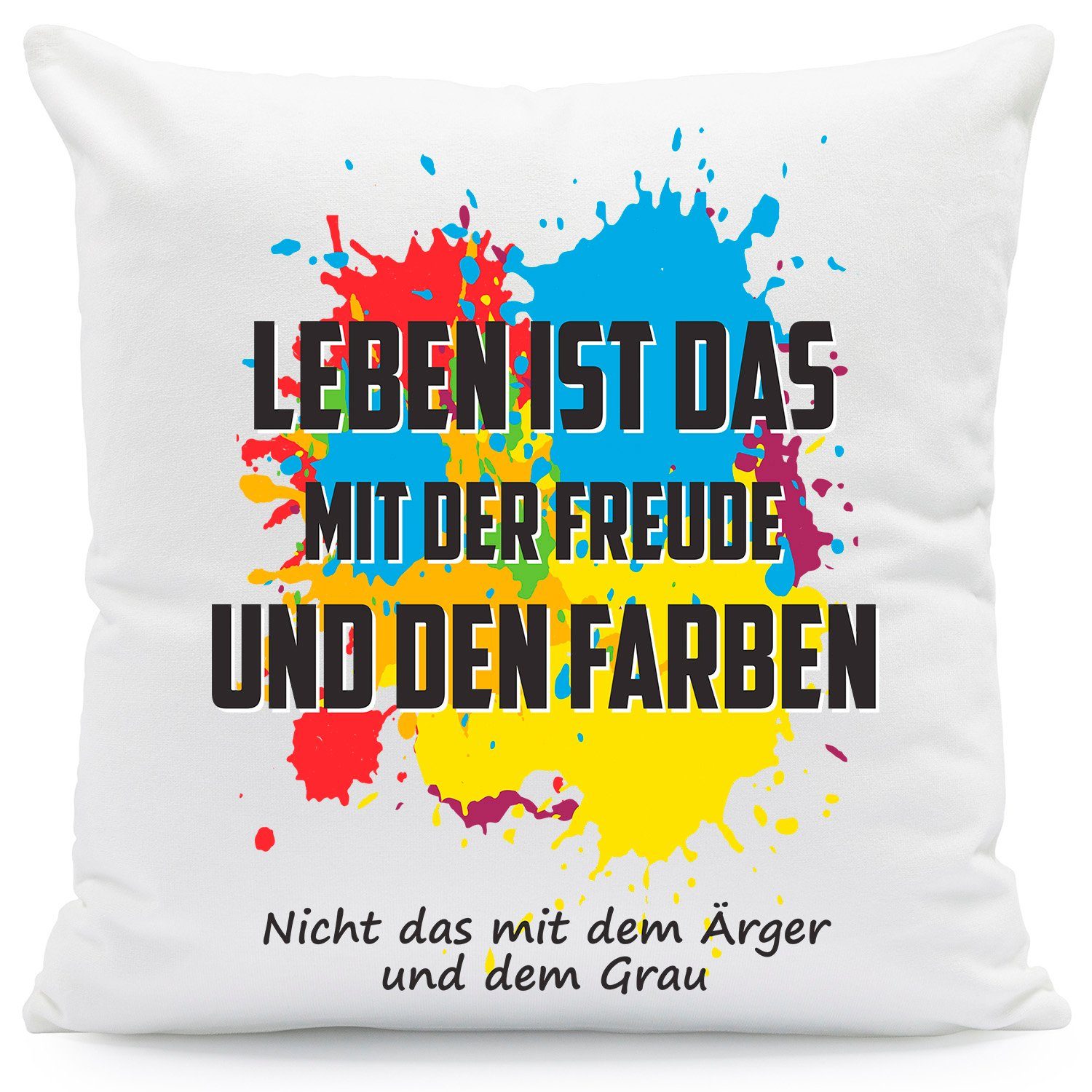 GRAVURZEILE Zierkissen mit Spruch Leben ist das mit der Freude