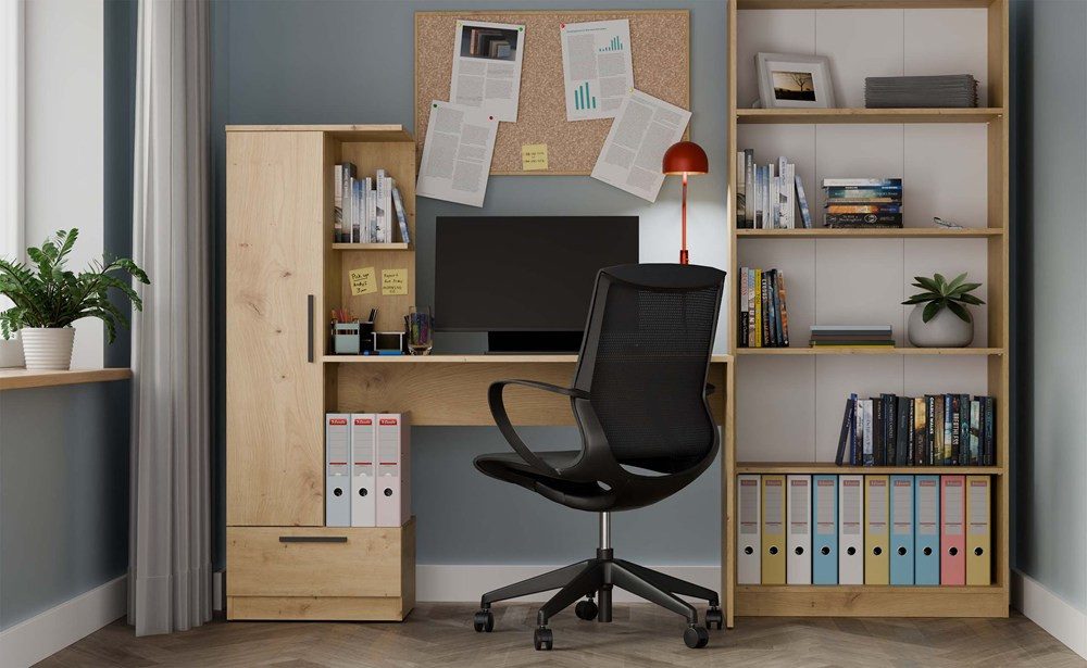 ibonto Regal-Schreibtisch Schreibtisch mit Bücherregal, Schublade und Stauraum, 2-in-1-Kombination