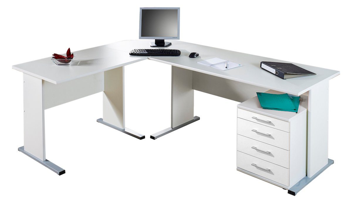 MÖBELPARTNER Eckschreibtisch Eckschreibtisch Tiger, HxBxT 75x205x155cm, Weiß