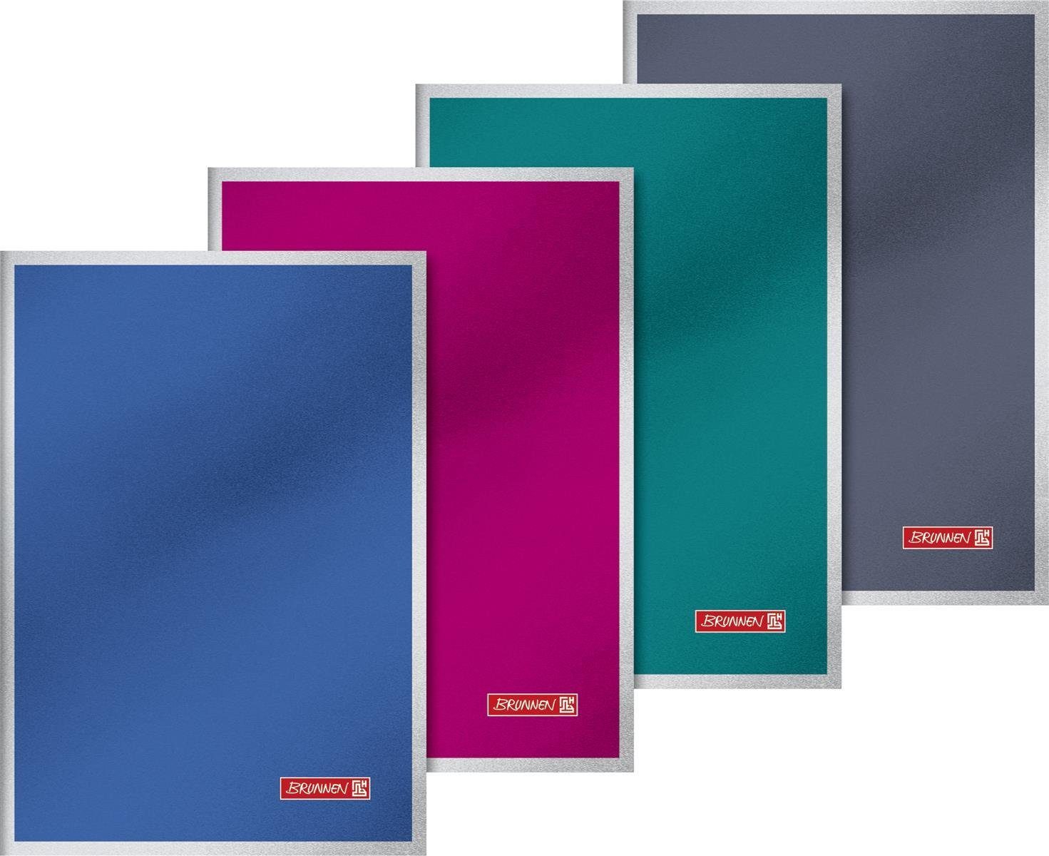BRUNNEN Hefter 1 Stück Heft Premium Metallic, A5, 48 Blatt, liniert, Sortiert