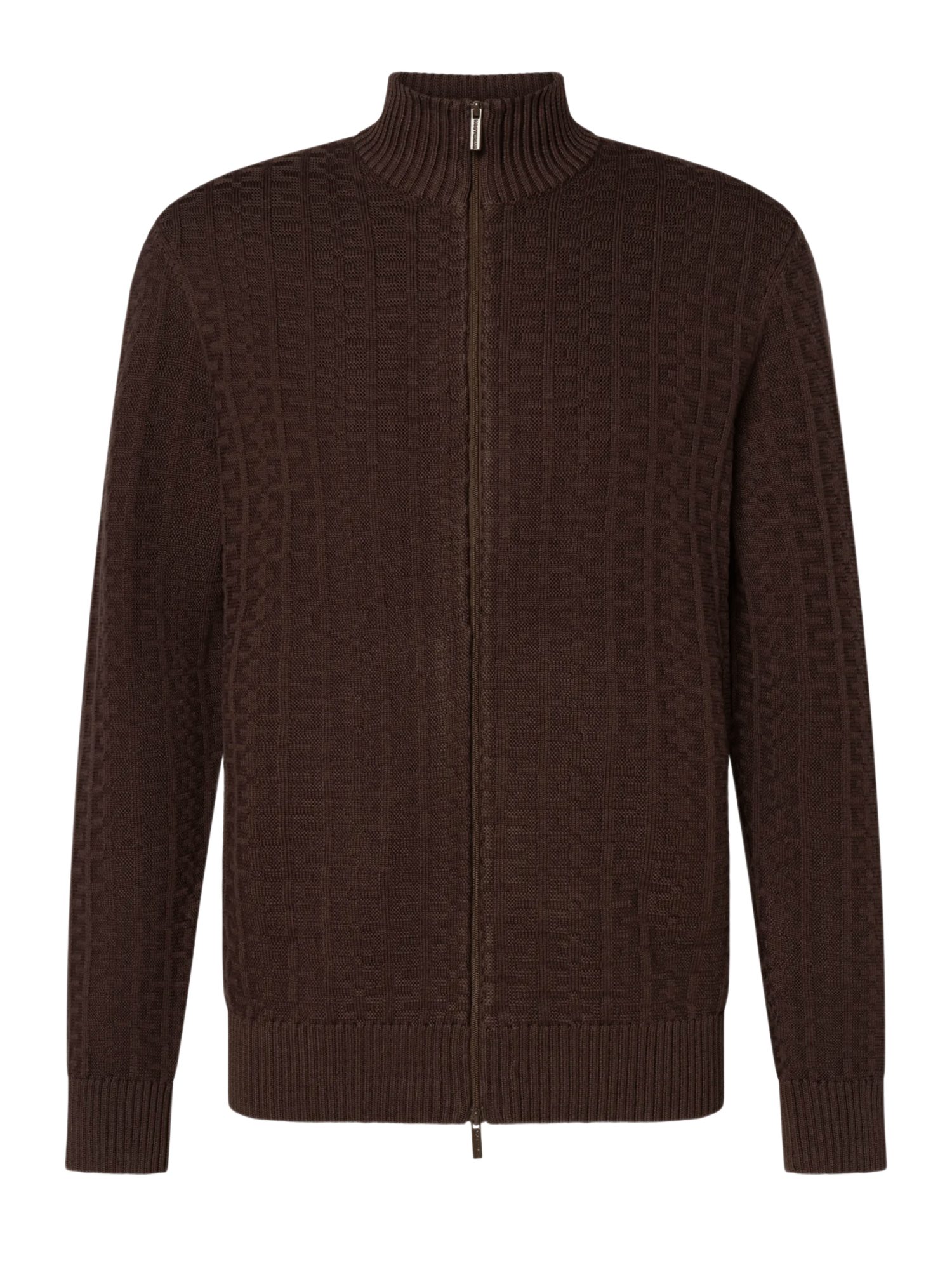 Strellson Strickjacke braun,Casual,Baumwolle,Strukturiert,Stehkragen,Langarm,Regular Fit
