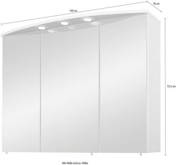 Schildmeyer Spiegelschrank Verona Breite 120 cm, 3-türig, 3 LED-Einbaustrahler, Schalter-/Steckdosenbox