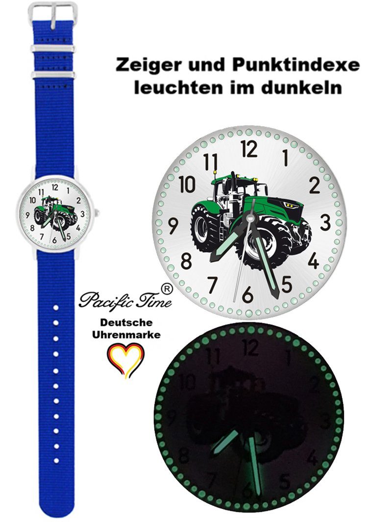 Design Kinder royalblau Quarzuhr Traktor Time Pacific und Armbanduhr Mix Gratis - Wechselarmband, Match Versand grün
