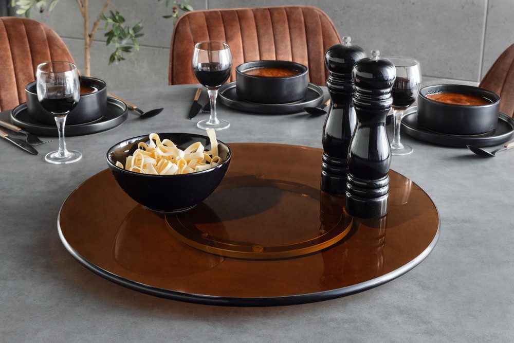 riess-ambiente Dekoteller 50cm bernstein – Glas, rund, 360° drehbar, Lazy Susan-Servierplatte (Einzelartikel, 1 St), Drehteller für Tisch & Dekoration – ideal f – Bild 5 von 5