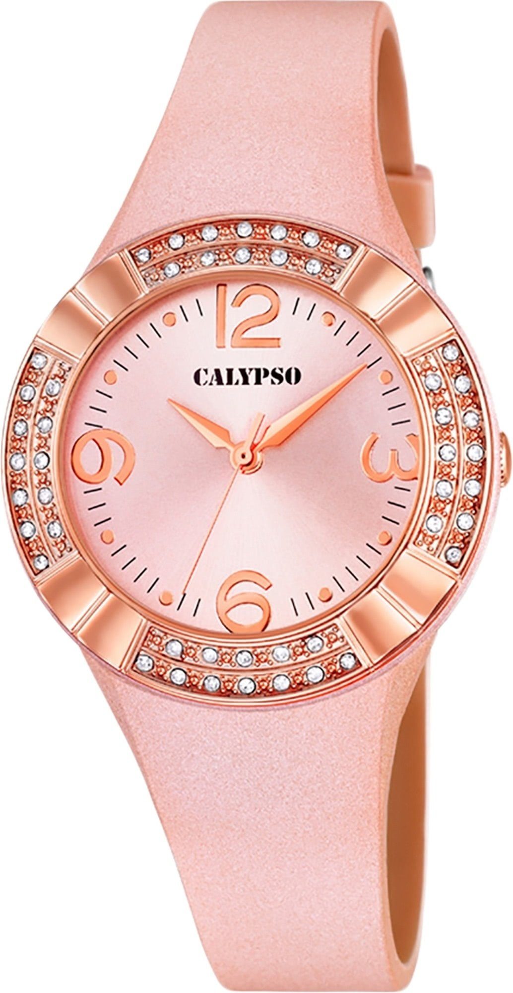 CALYPSO WATCHES Quarzuhr Calypso Damen Uhr K5659/2 Kunststoffband, (Analoguhr), Damen Armbanduhr rund, PURarmband rosa, Fashion