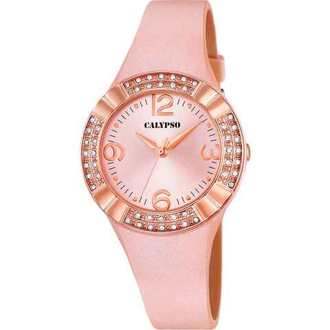 CALYPSO WATCHES Quarzuhr Calypso Damen Uhr K5659/2 Kunststoffband, (Analoguhr), Damen Armbanduhr rund, PURarmband rosa, Fashion