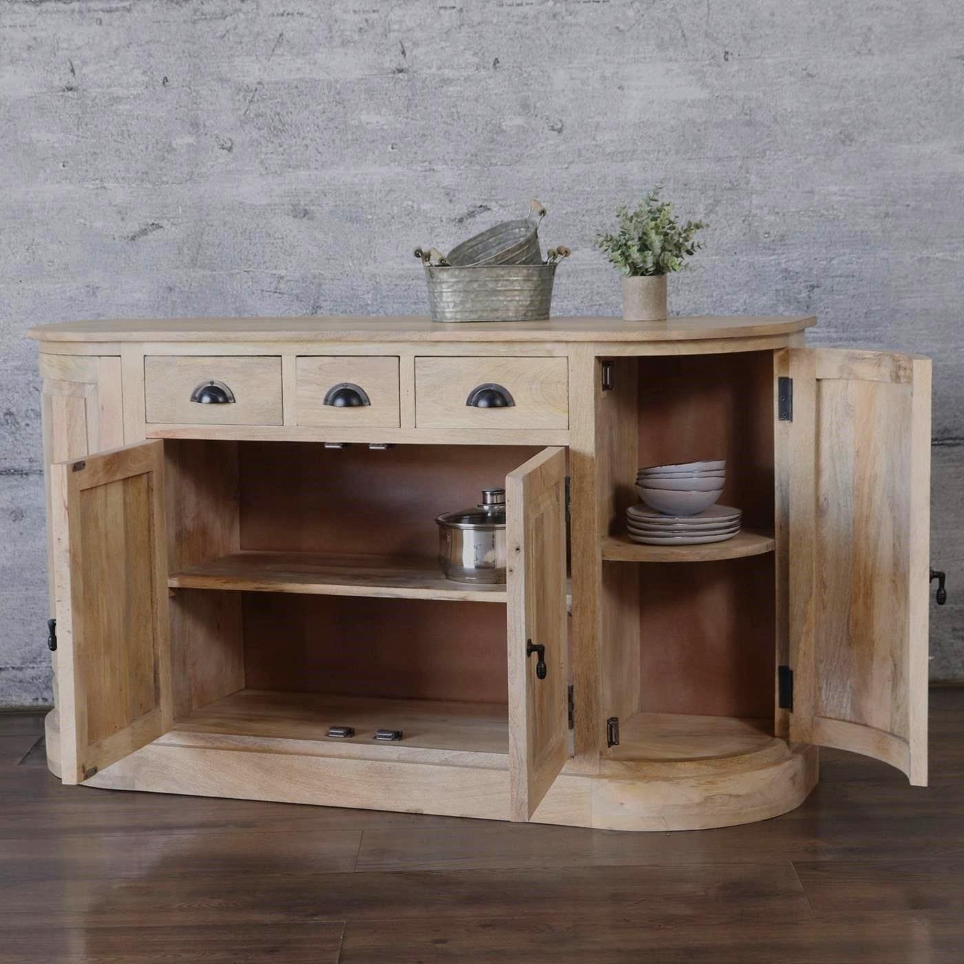 baario Sideboard Sideboard GUILLON halbrund, braun Massivholz Landhaus Antik Barock