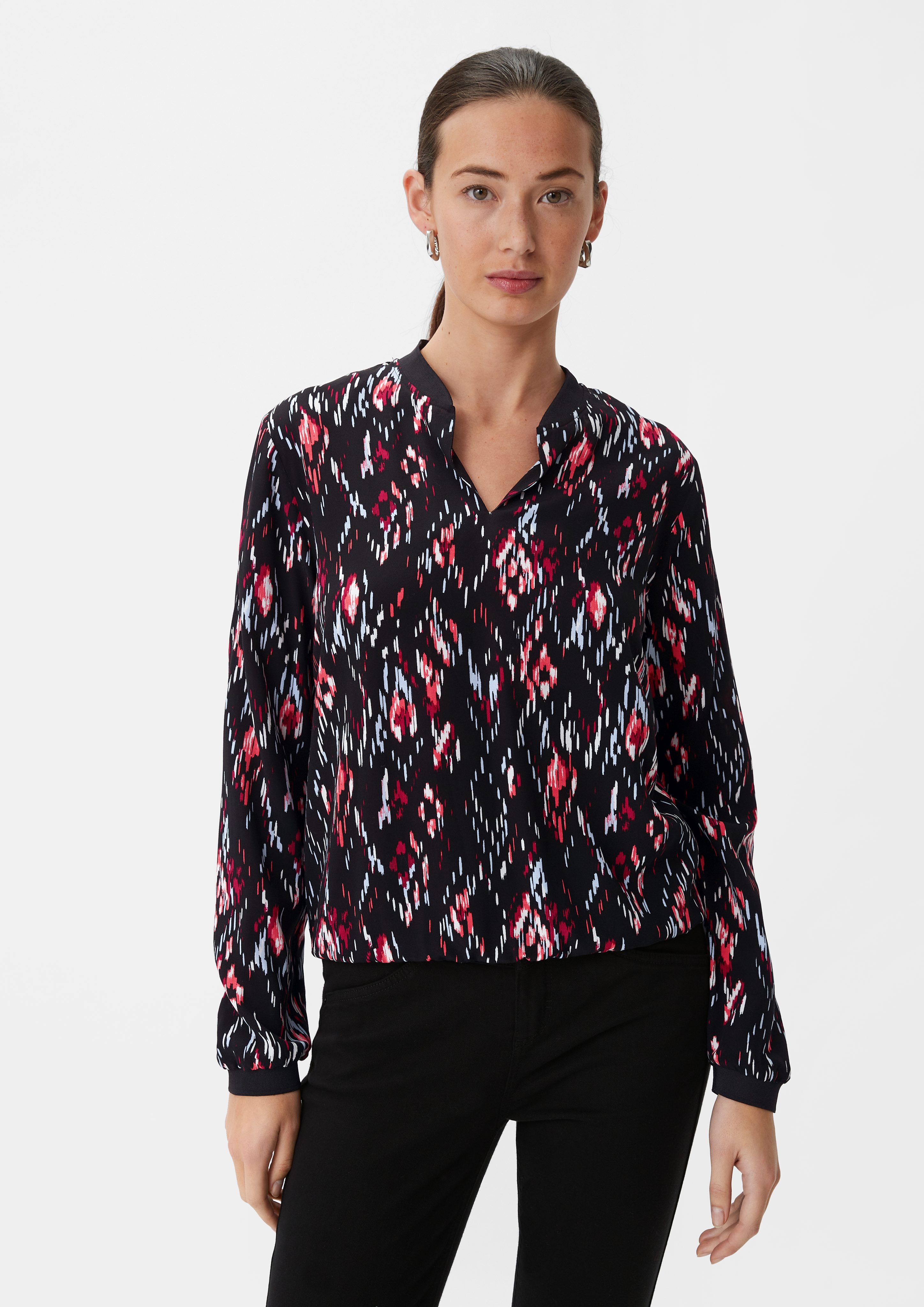 Langarmbluse Crêpe-Bluse aus Viskose