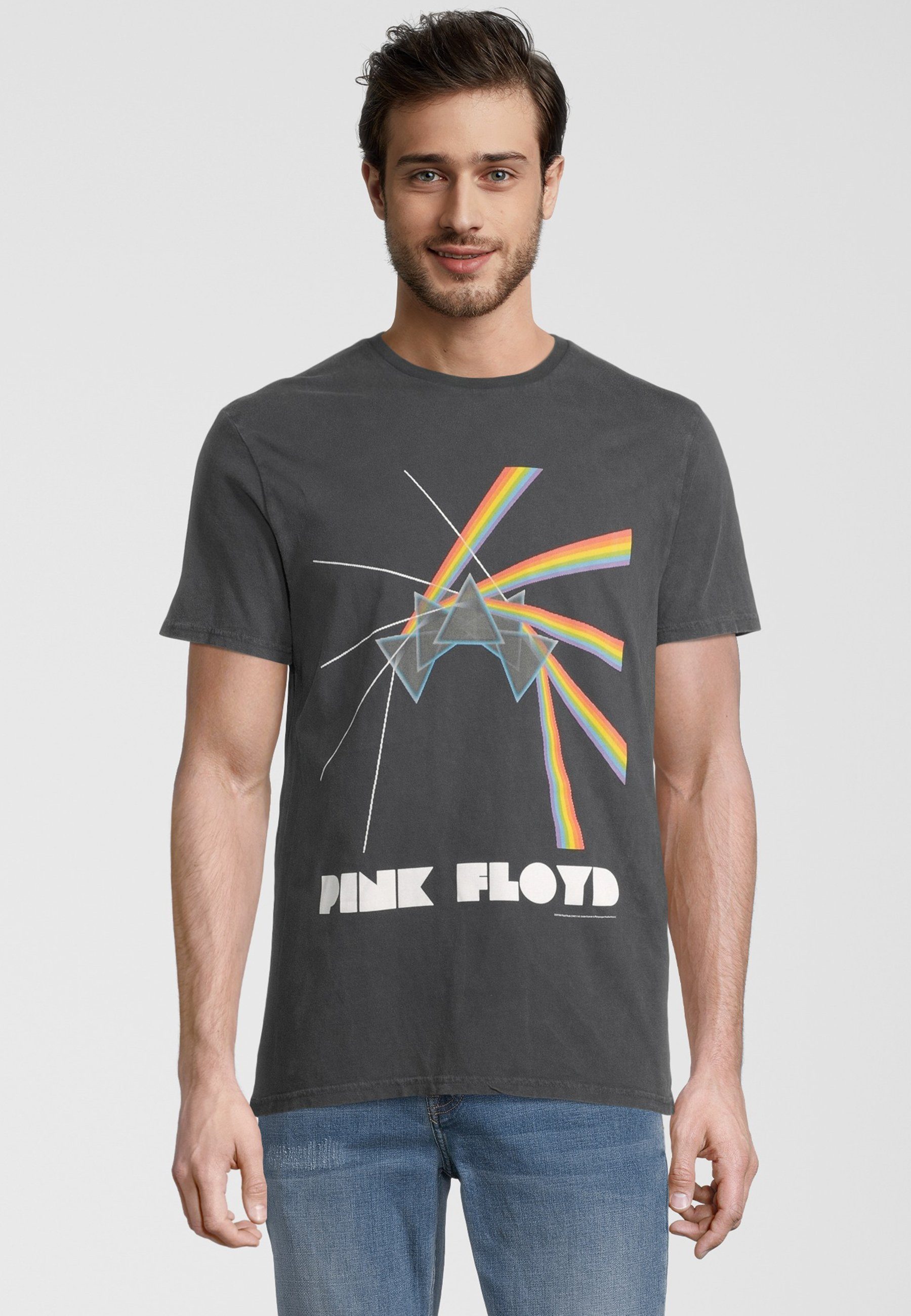 Recovered T-Shirt Pink Floyd Prisms GOTS zertifizierte Bio-Baumwolle