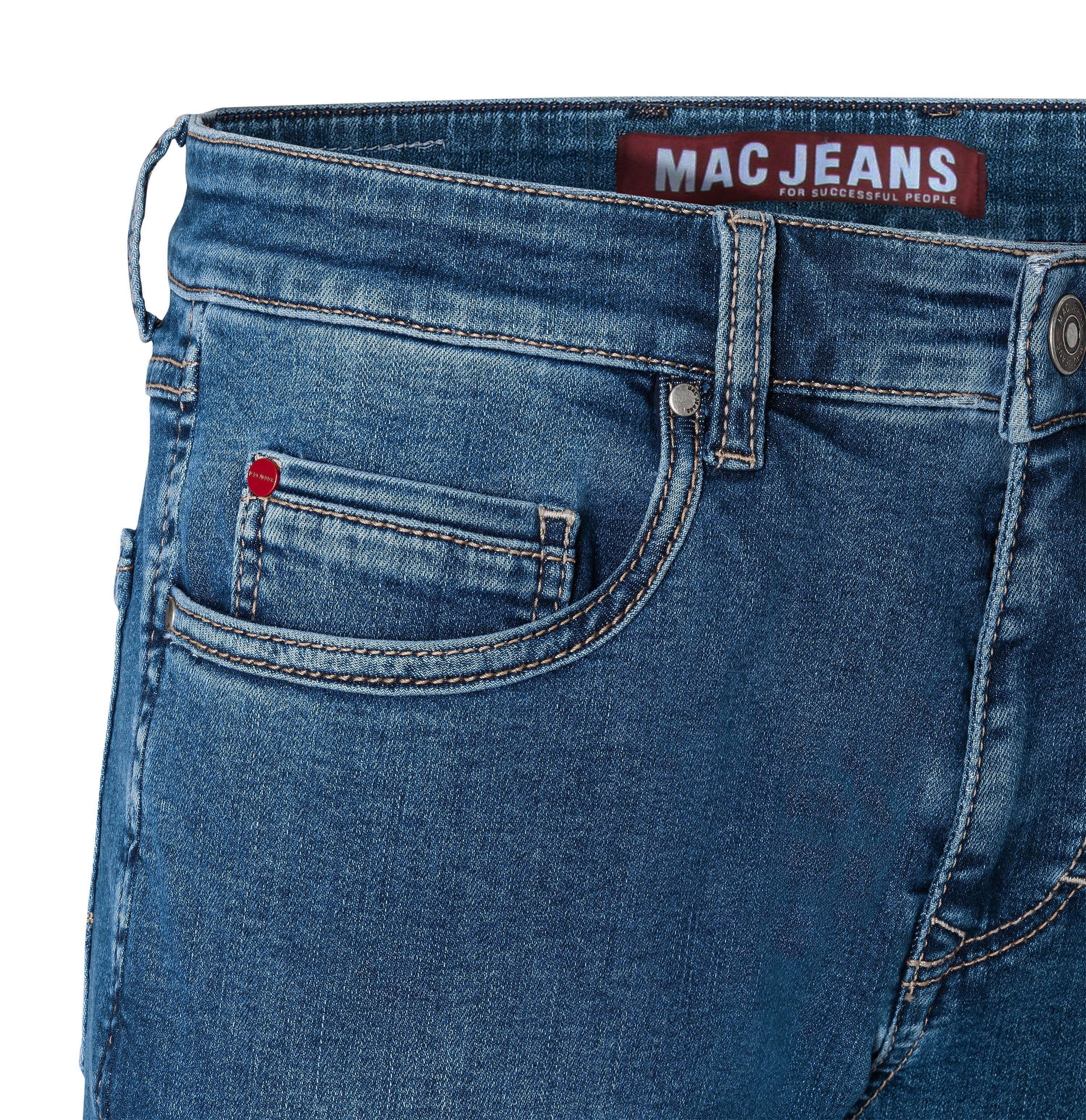 H534 5-Pocket-Jeans MAC Pipe Arne Blue Peached Stretch-Denim