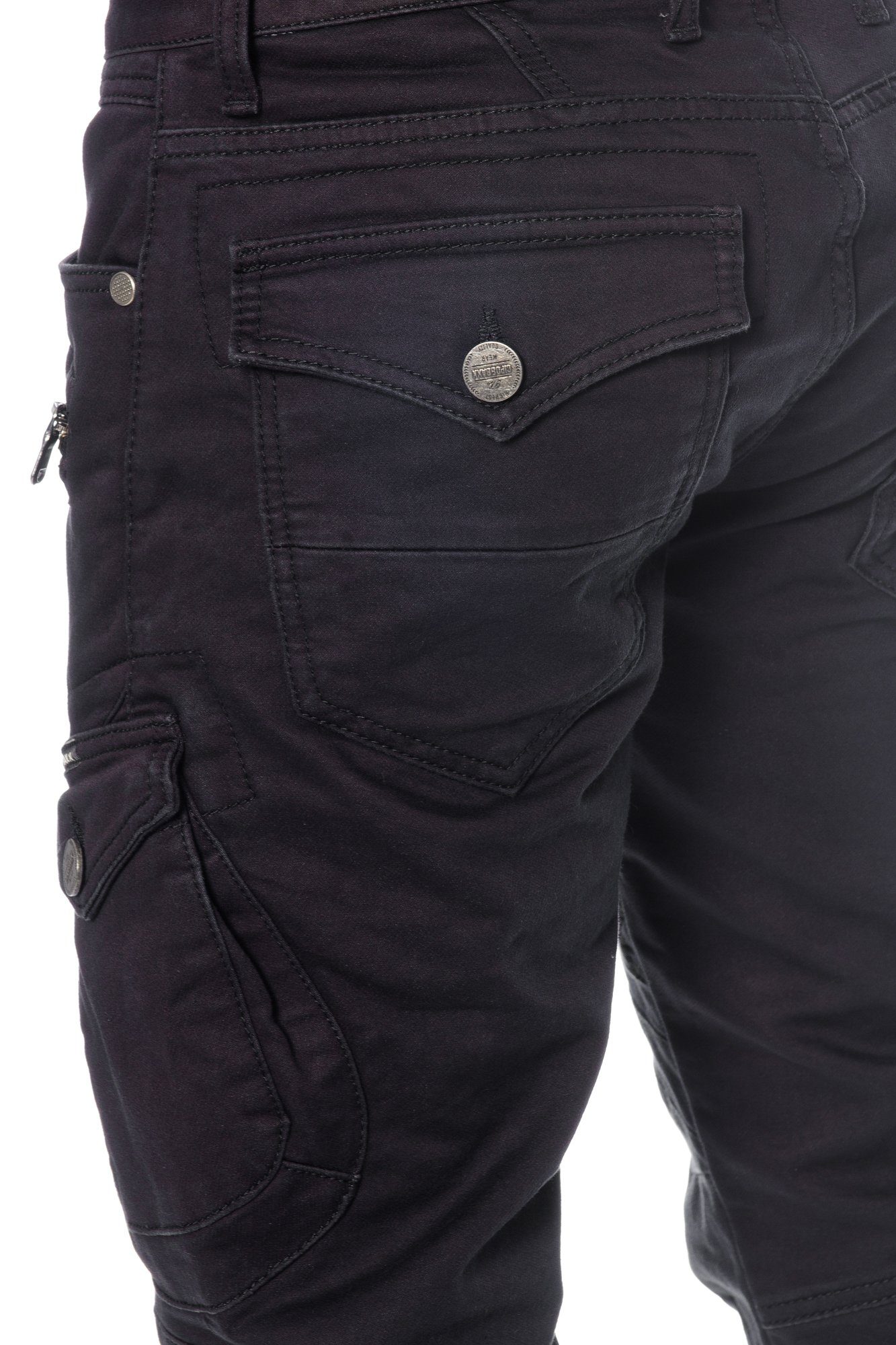 Cipo & Baxx Cargohose Herren Cargo Jeans Hose im modernen Design Schicke Nahtverzierungen – Bild 5 von 5