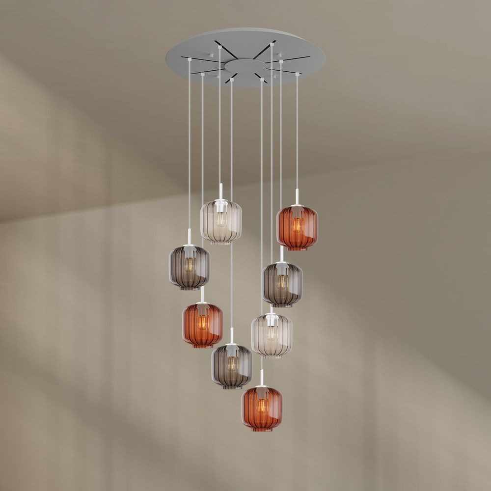 s.luce Pendelleuchte Velo Galerieleuchte 8-flammig Ø 80cm Baldachin Ø 20cm Mehrfarbig