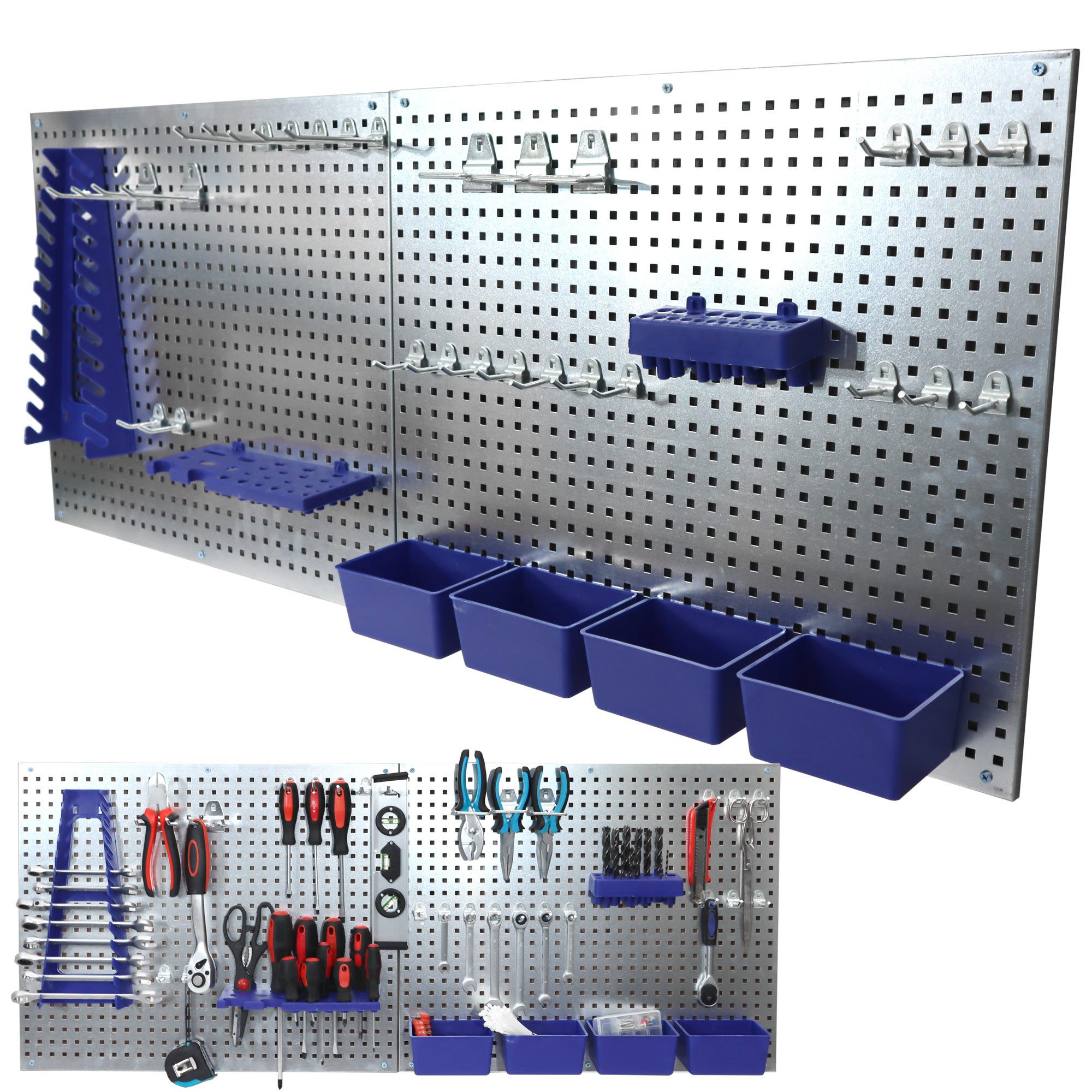 Bituxx Lochwand-Ausstattung mit 32 tlg. Sortiment, 32-tlg., MS-19496, Modular erweiterbar/kombinierbar mit weiteren Platten