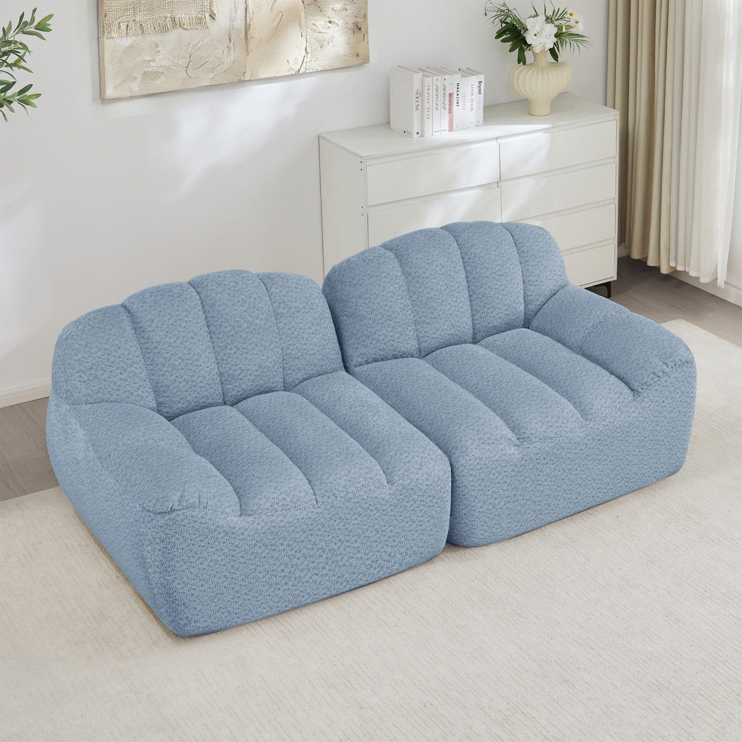 ANYSUN Sofa 3-Sitzer modular kombinierbar Polstersofa Chaiselongue, Chaiselongue Cordstoff-Sofa,Muschelform, Boneless Sofa, 32D Hochdichtschaum, tiefe Sitzfläche, ideal für Wohnzimmer,Heimkino