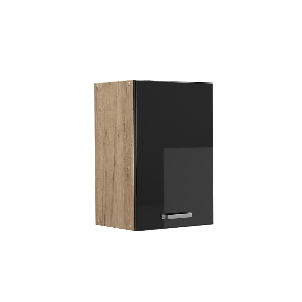 Vicco Hängeschrank R-Line, Schwarz Hochglanz/Goldkraft Eiche, günstig online kaufen